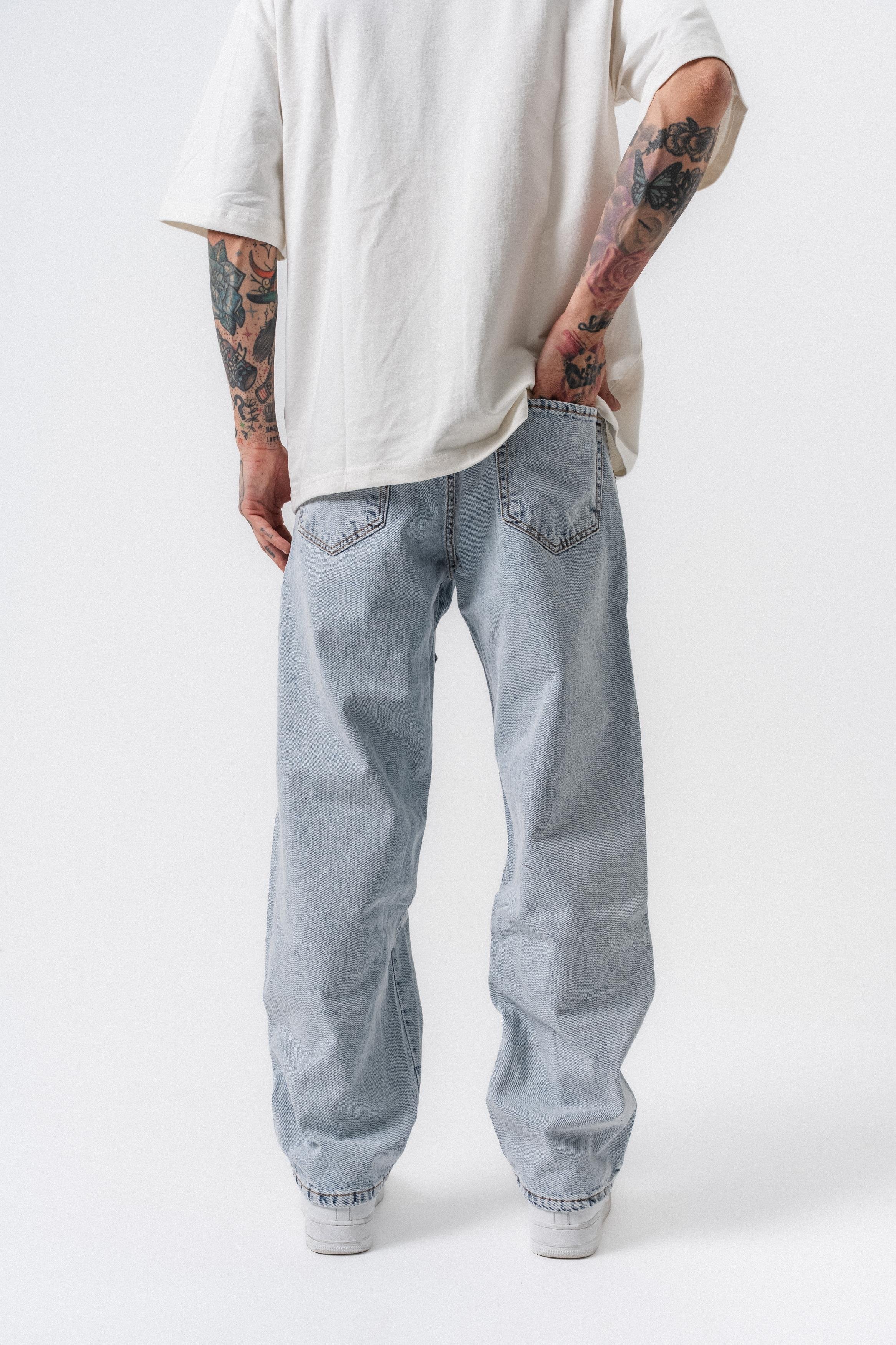 Erkek Parça Detaylı Baggy Jean A.Mavi