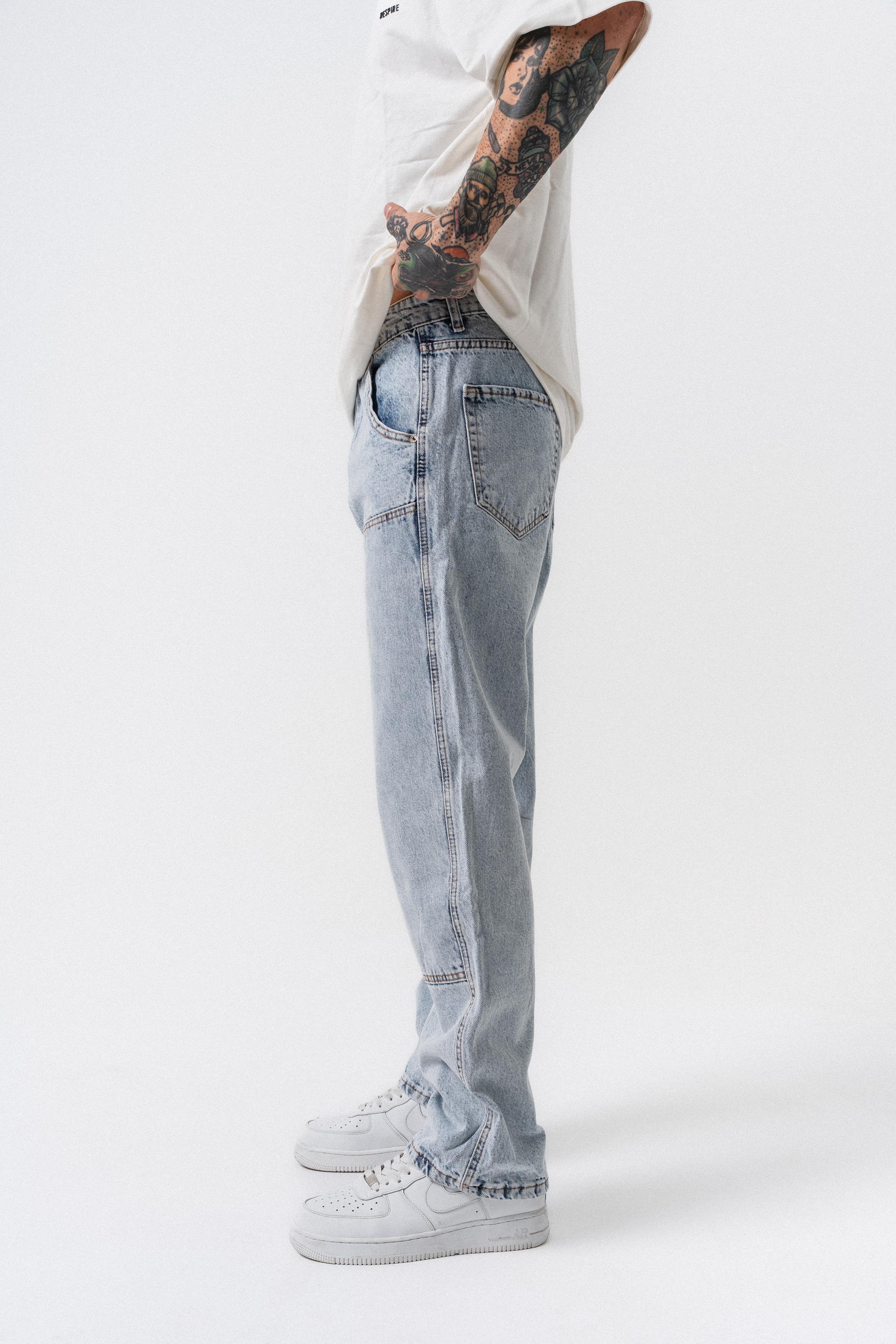 Erkek Parça Detaylı Baggy Jean A.Mavi