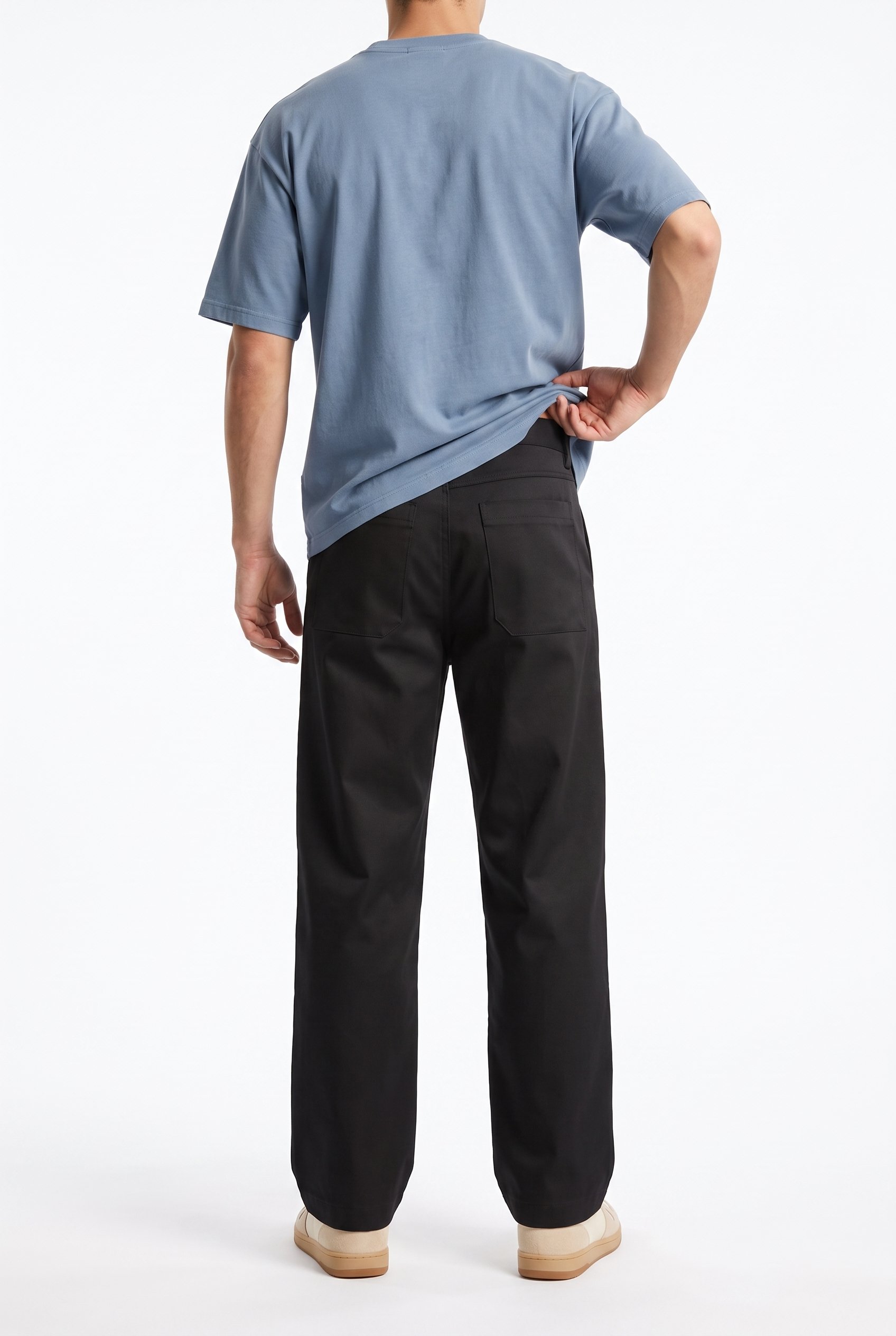 Erkek Pile Detaylı Kumaş Baggy Pantolon Siyah