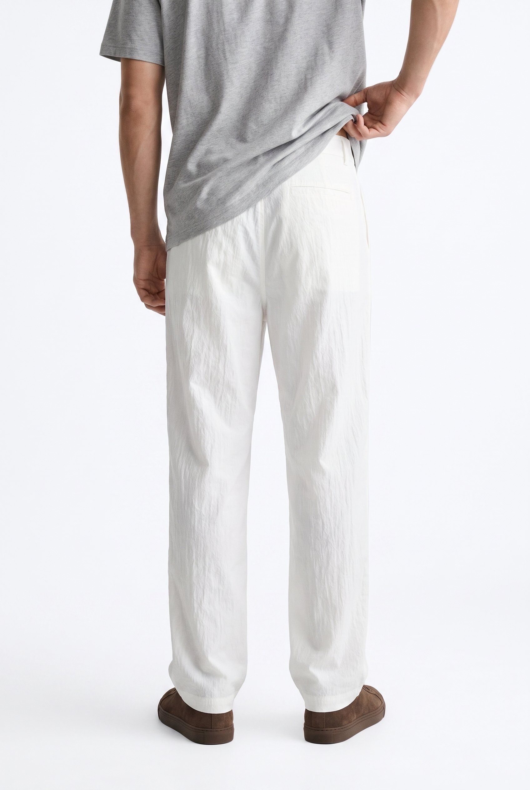 Erkek Pile Detaylı Tensel Baggy Pantolon Siyah