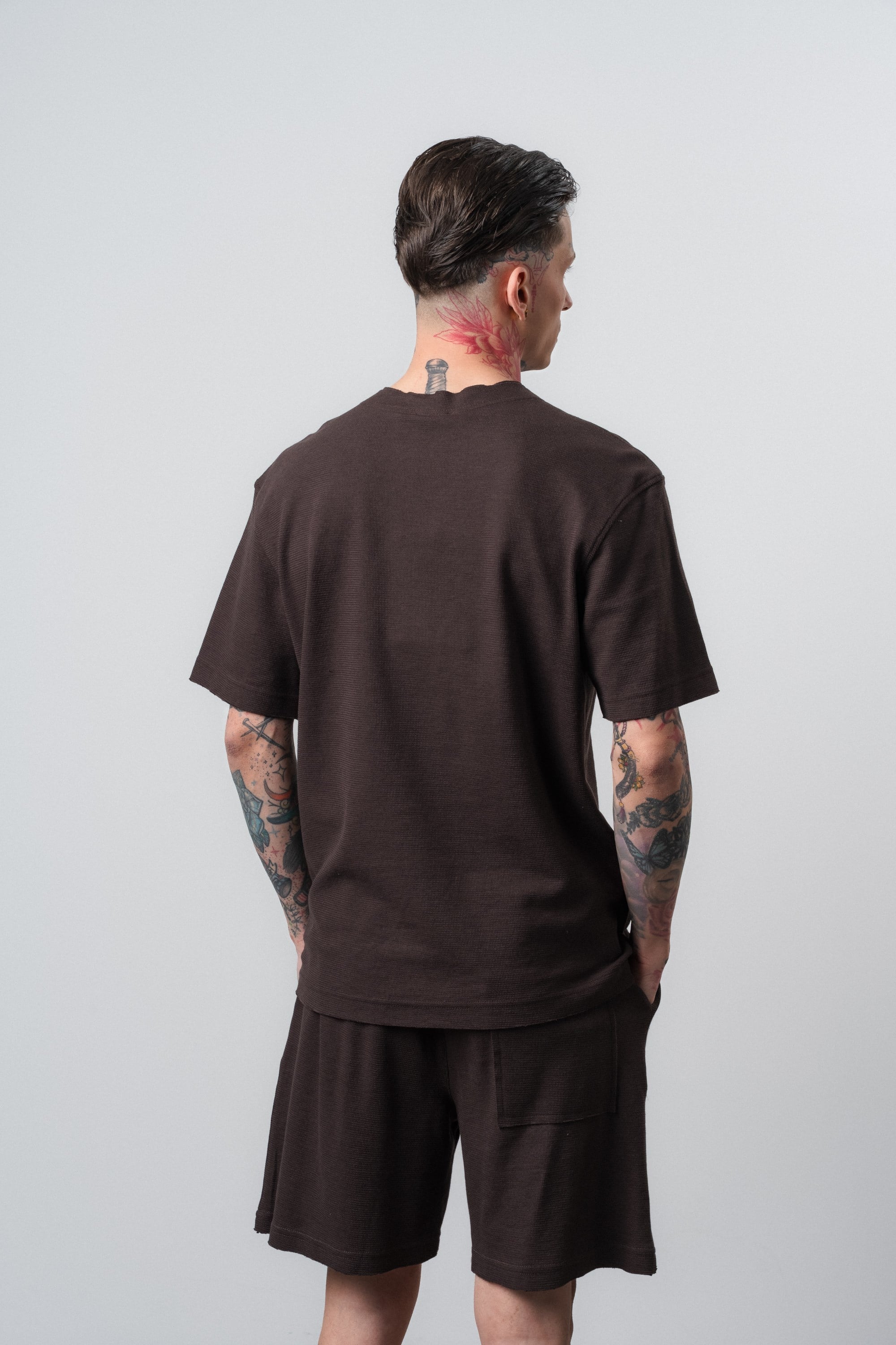 Erkek Pis Dikişli Regular Fit T-Shirt Kahve