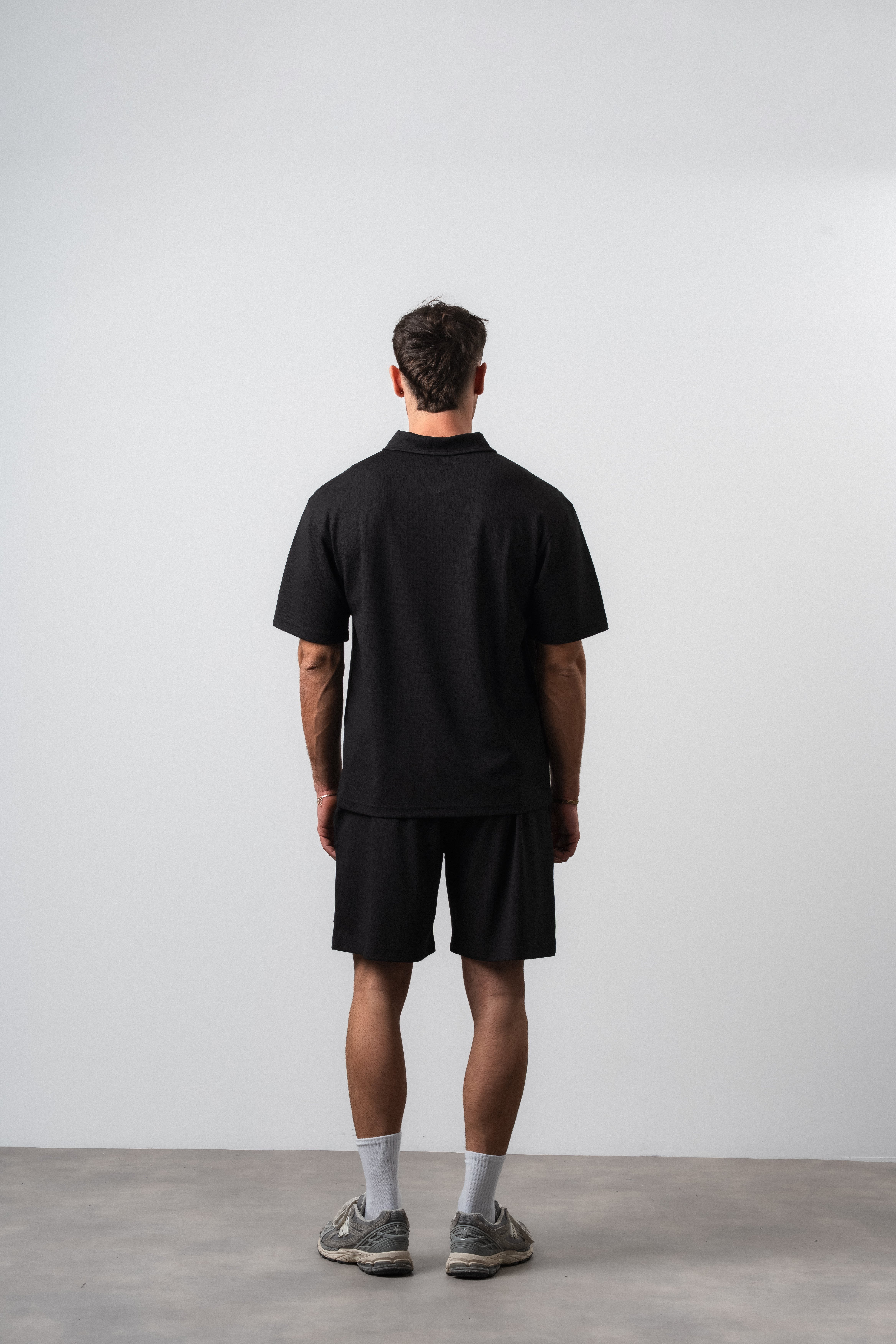 Erkek Polo Yaka Regular Fit T-Shirt Şort Takım Siyah