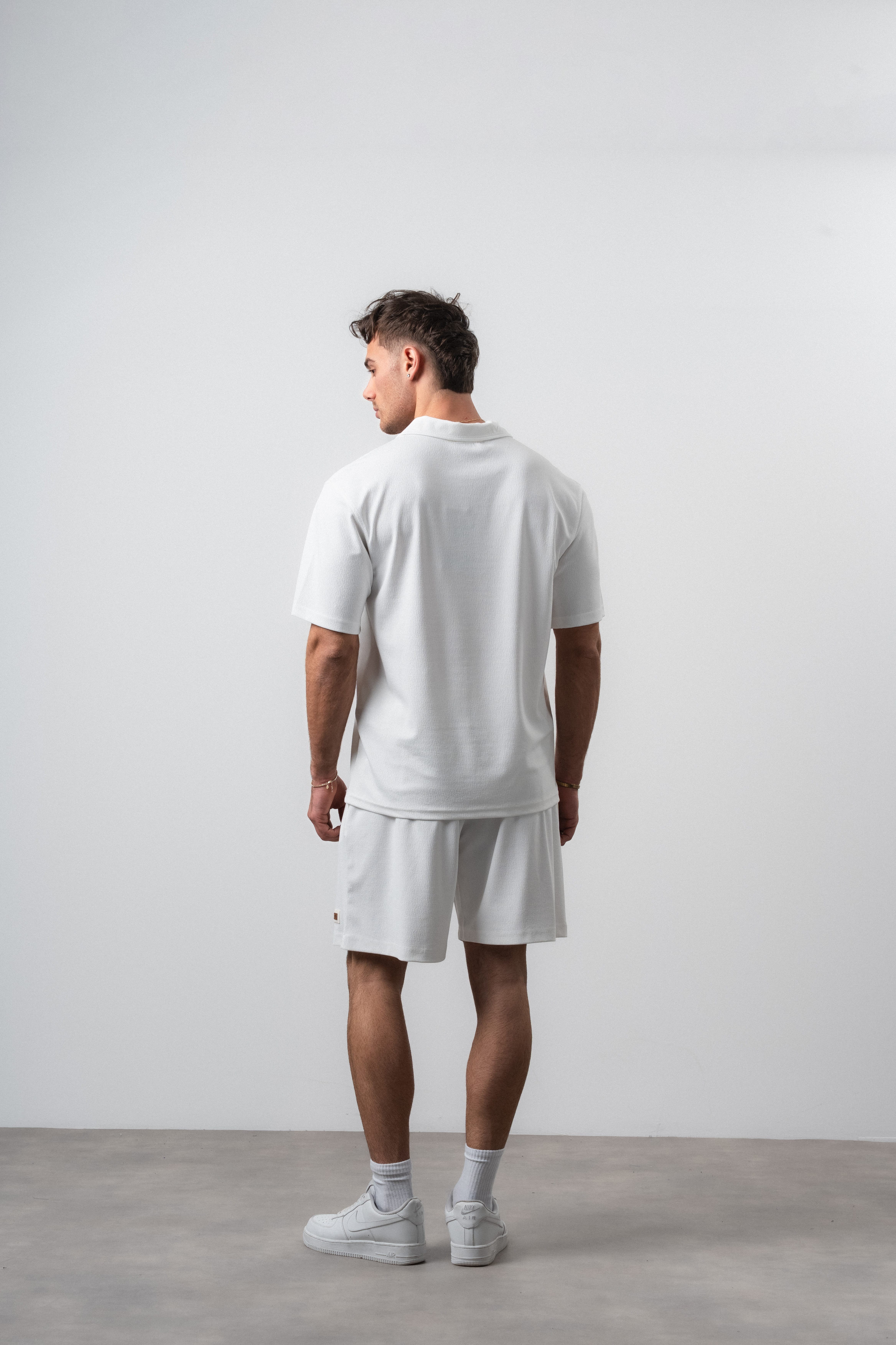 Erkek Polo Yaka Regular Fit T-Shirt Şort Takım Ekru