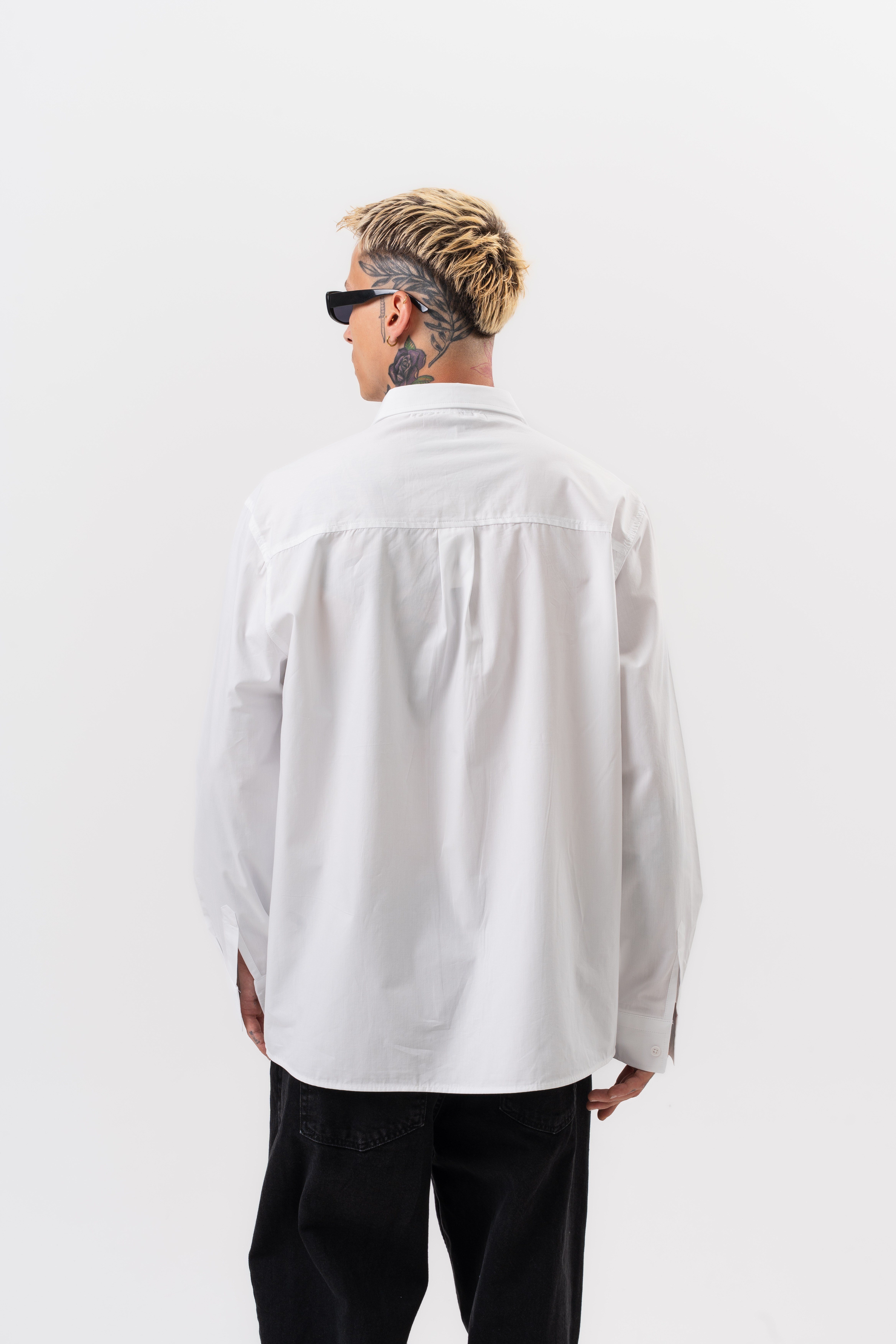 Erkek Poplin Oversize Gömlek Beyaz