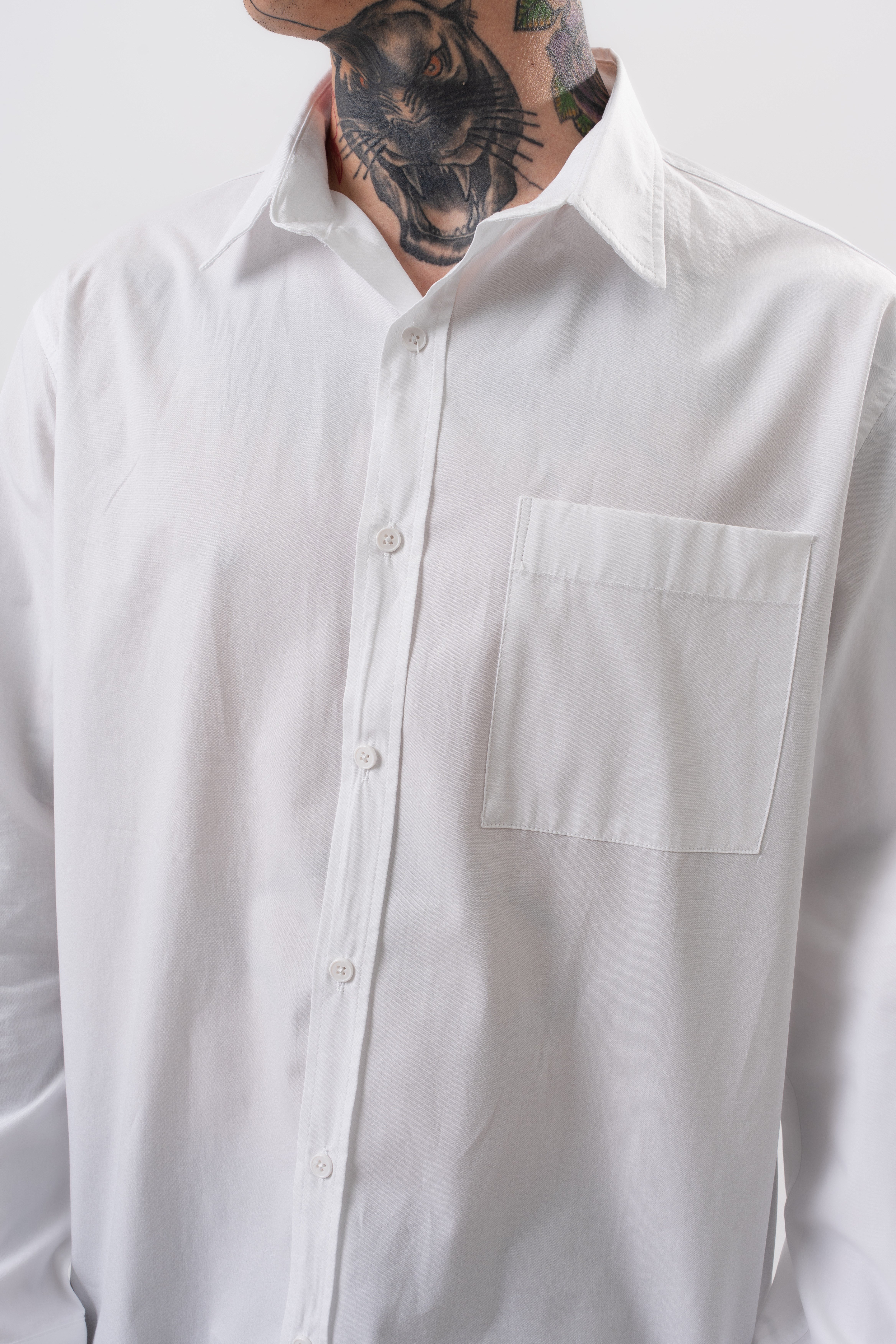 Erkek Poplin Oversize Gömlek Beyaz