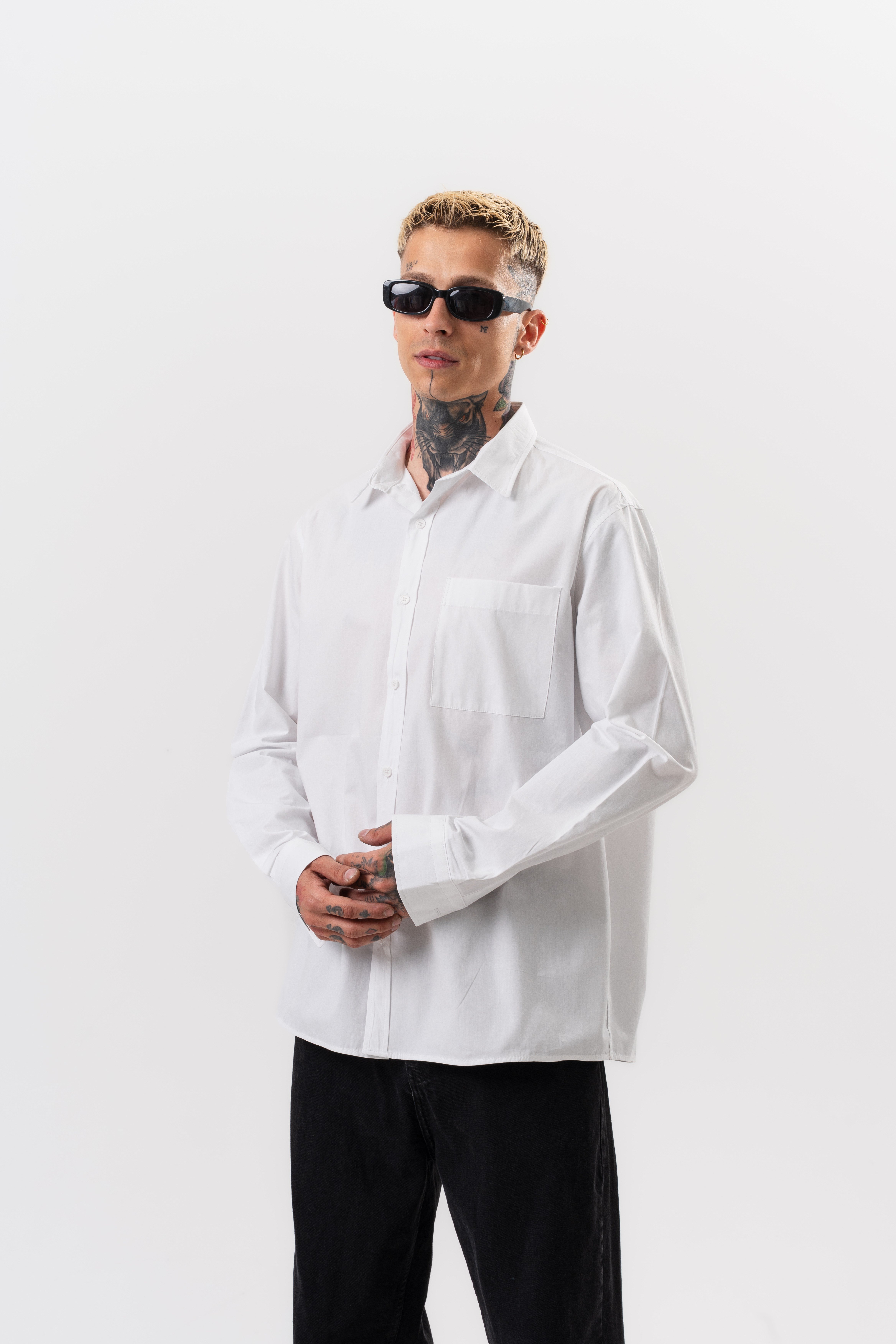 Erkek Poplin Oversize Gömlek Beyaz