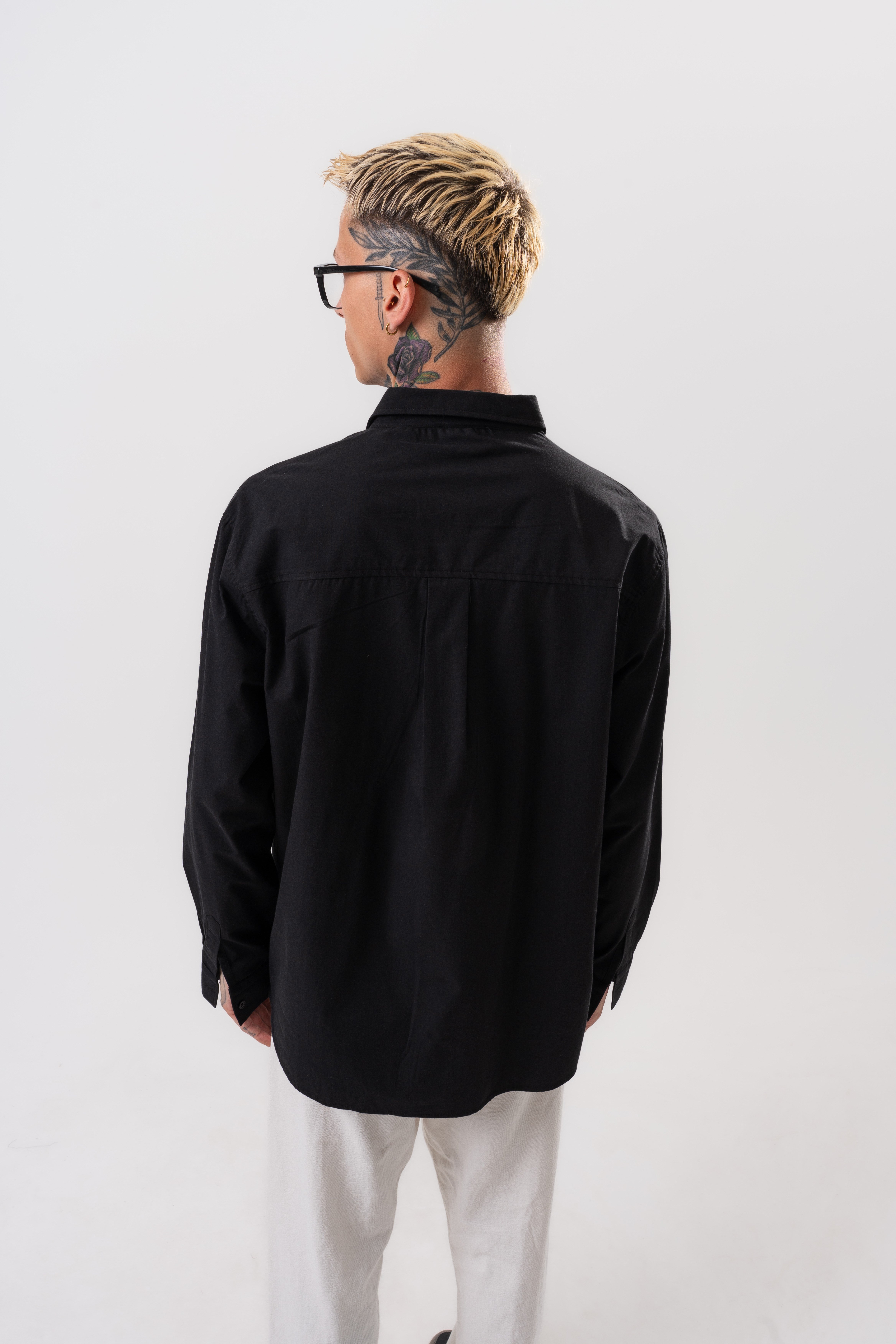 Erkek Poplin Oversize Gömlek Siyah
