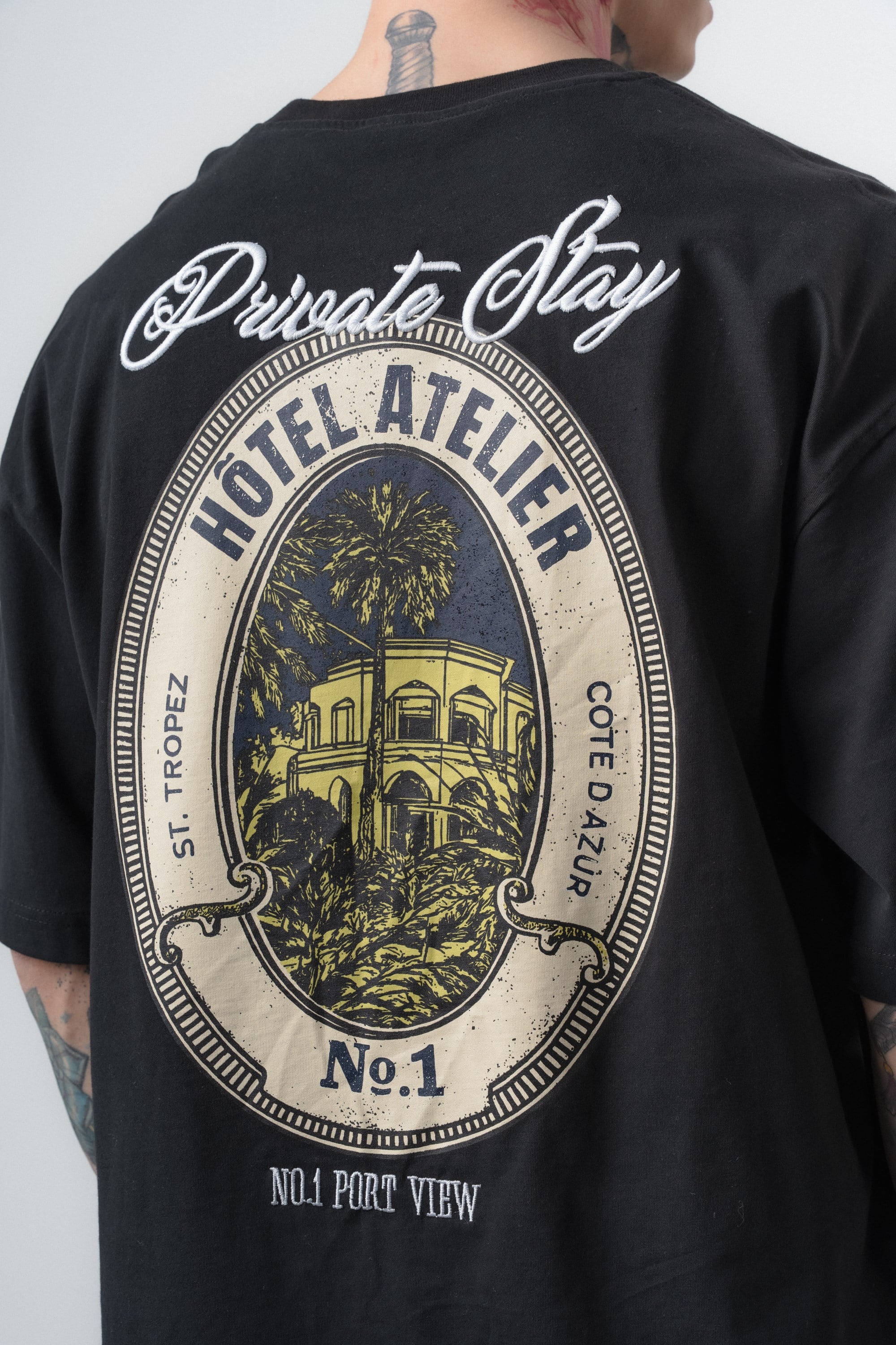 Erkek Private Baskılı Oversize T-Shirt Siyah