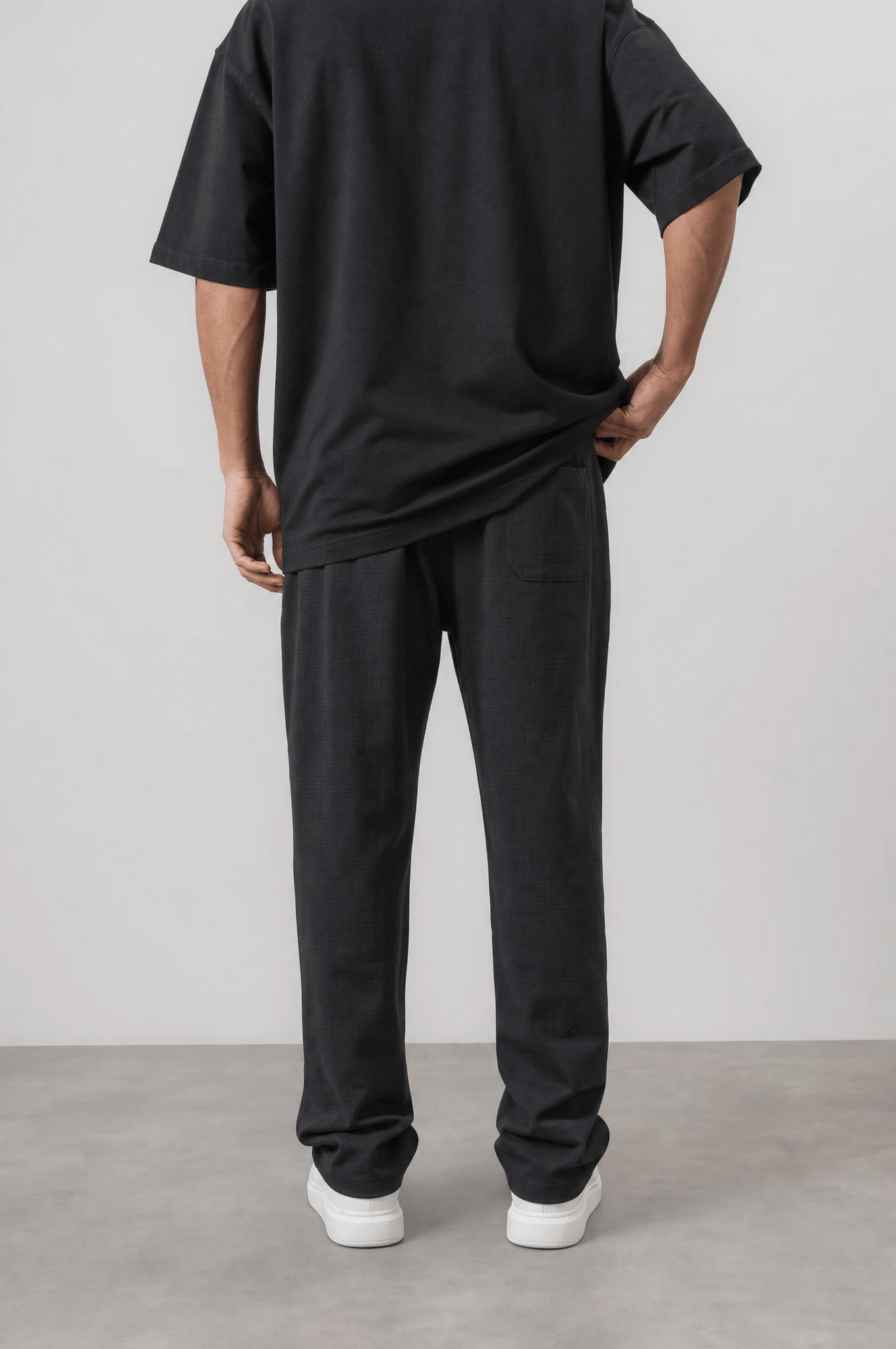 Erkek R Nakışlı Müslin Baggy Pantolon Siyah