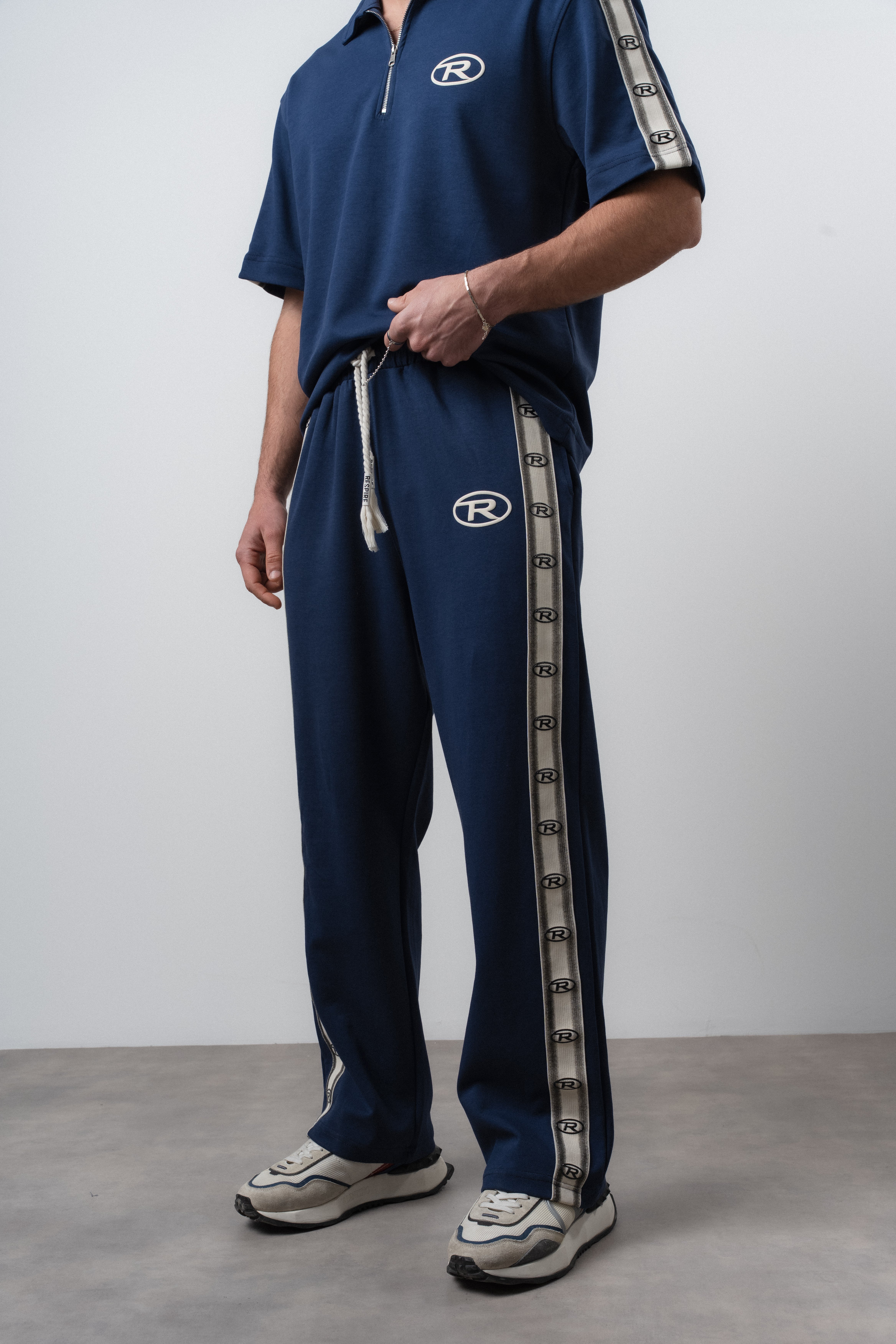 Erkek R Şerit Detaylı Baggy Eşofman Altı Lacivert