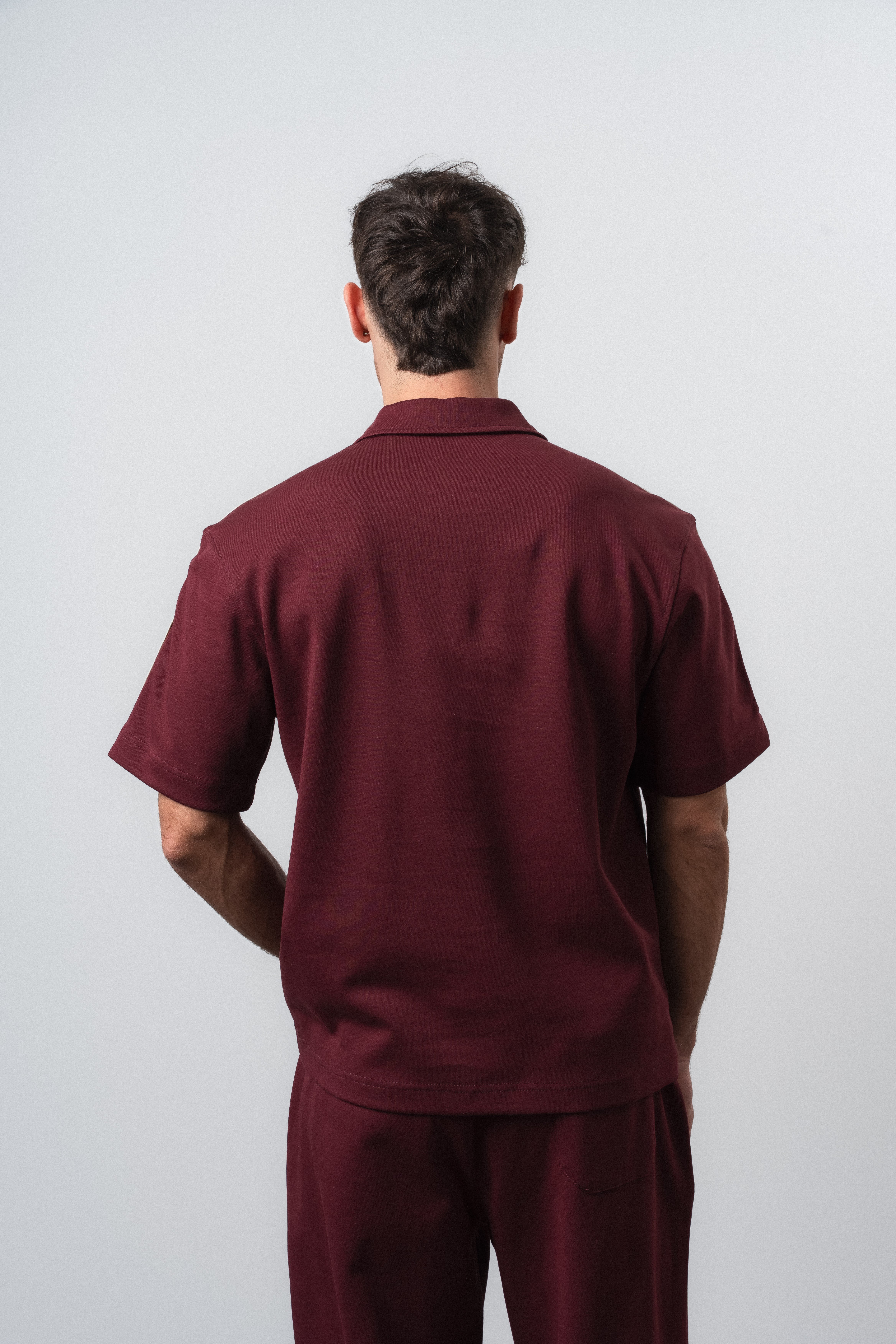 Erkek R Şerit Detaylı Regular Fit T-Shirt Bordo