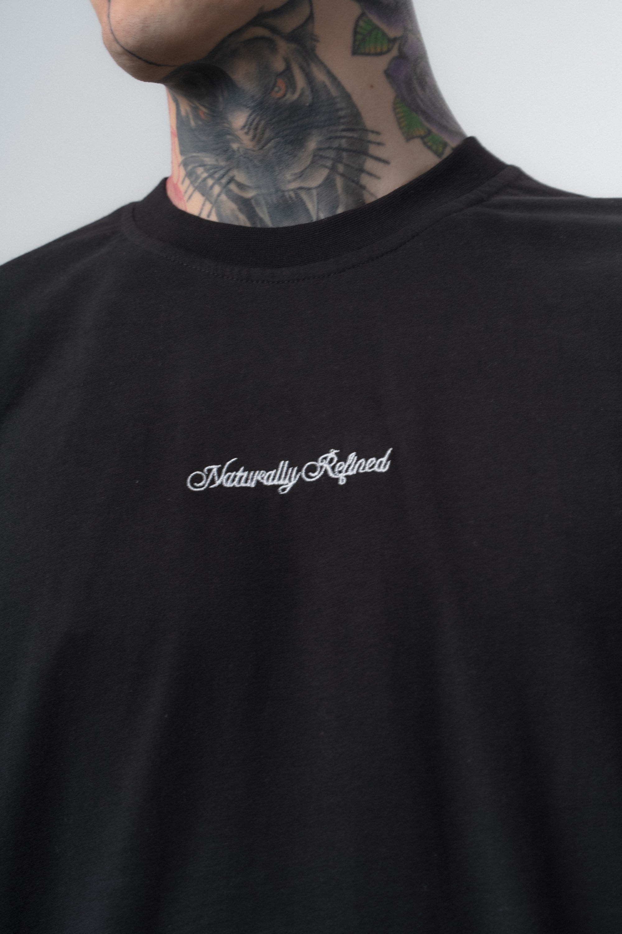 Erkek Refined Baskılı Oversize T-Shirt Siyah
