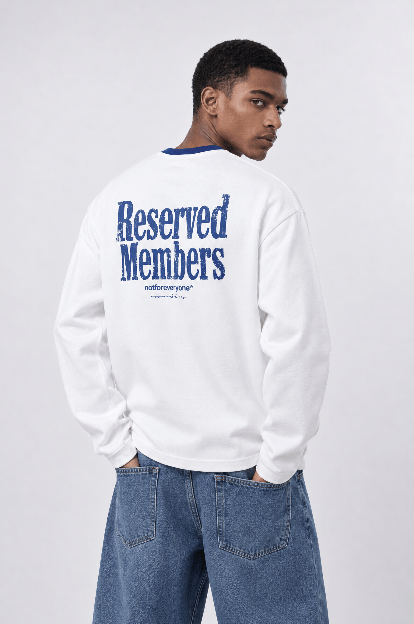 Erkek Reserved Members Baskılı Oversize Sweatshirt Ekru