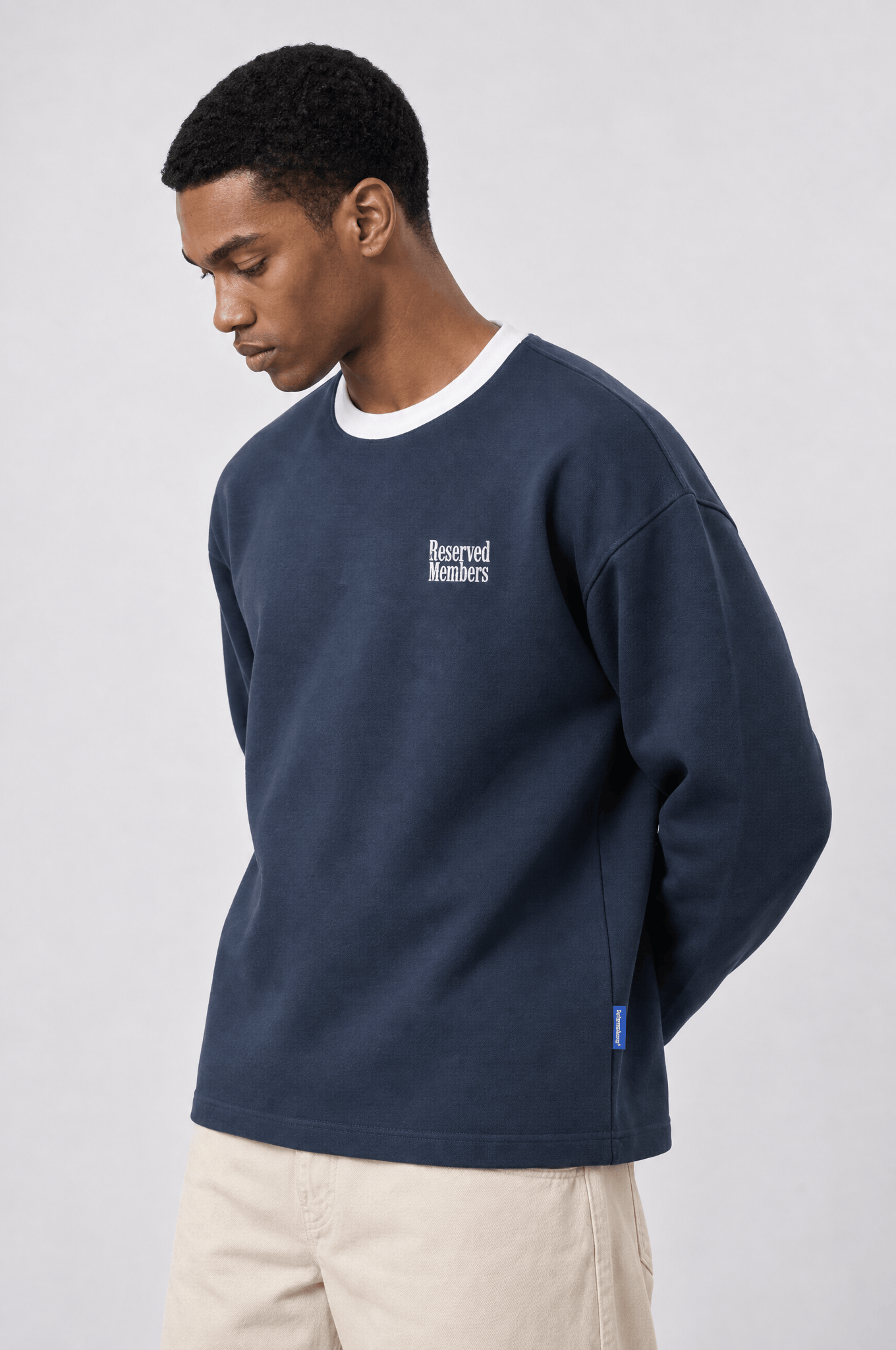 Erkek Reserved Members Baskılı Oversize Sweatshirt Petrol