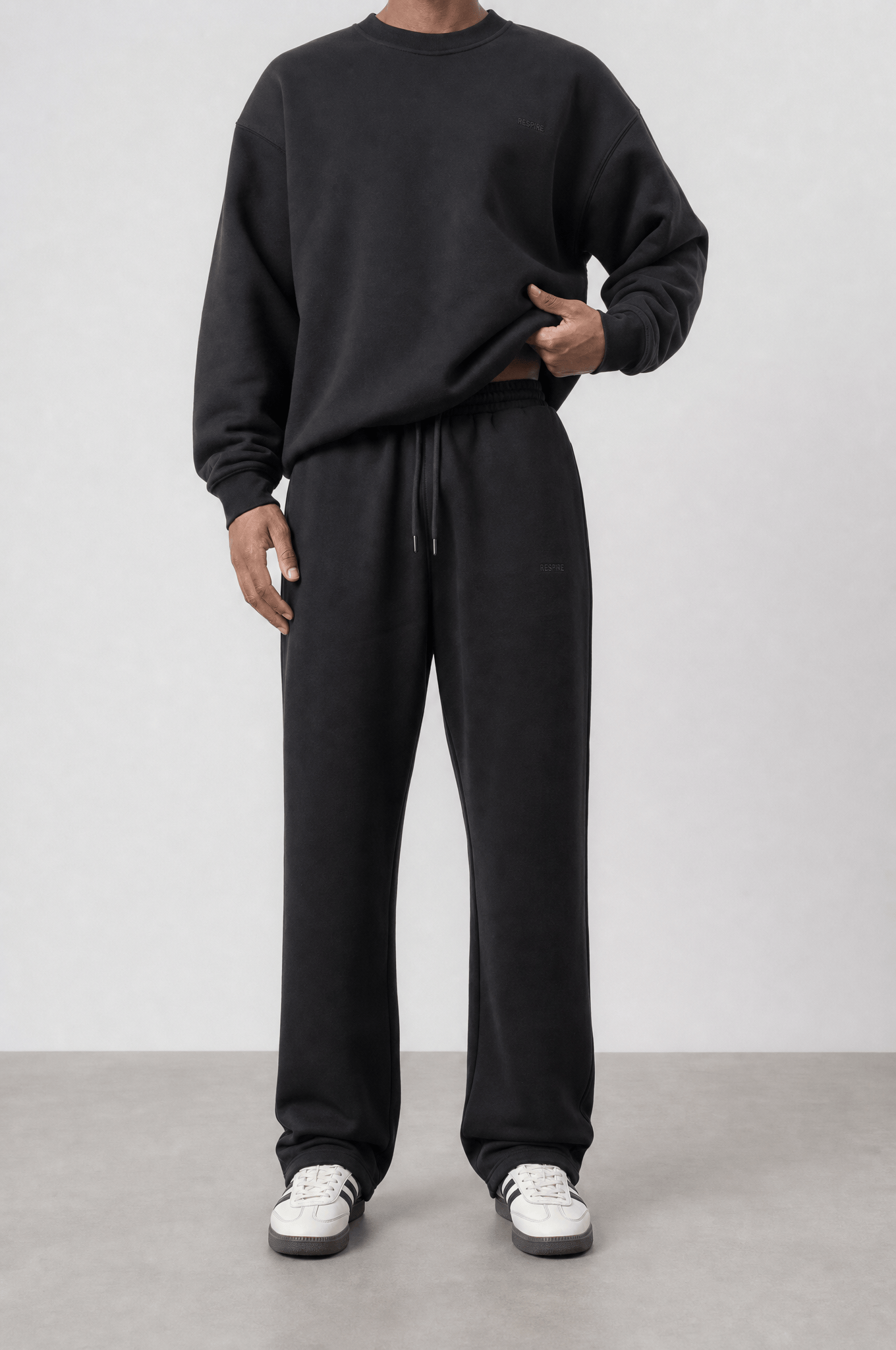 Erkek Respire Basic Baggy Eşofman Altı Siyah