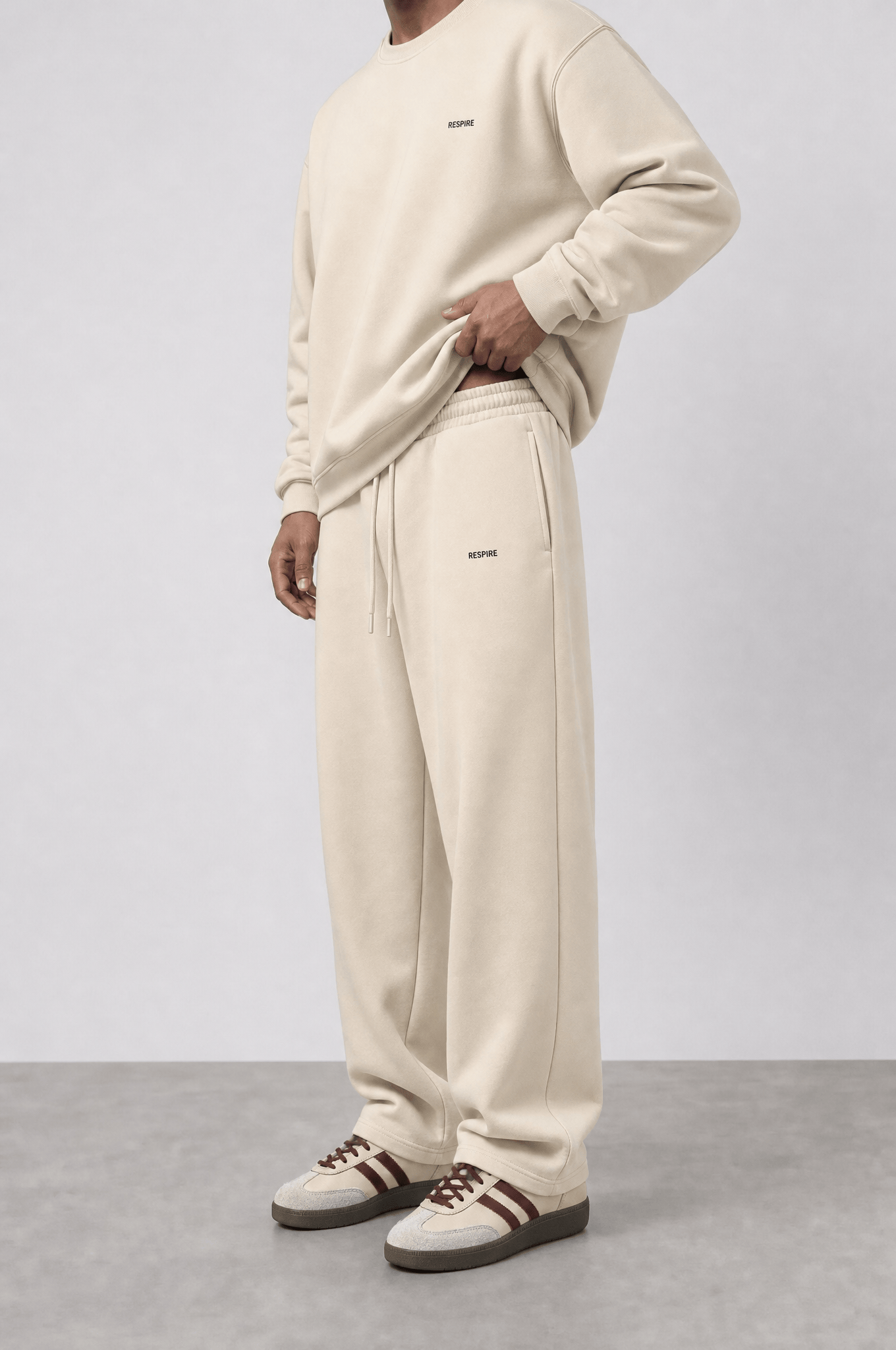 Erkek Respire Basic Baggy Eşofman Altı Bej