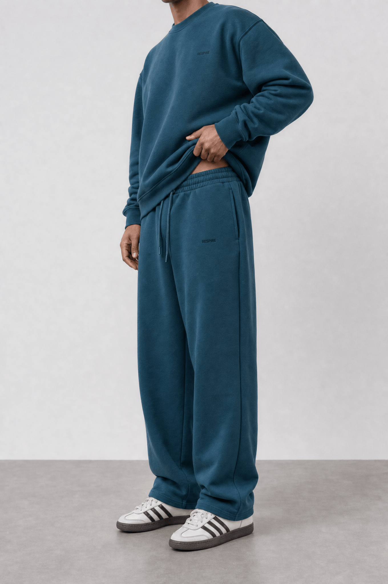 Erkek Respire Basic Baggy Eşofman Altı Zümrüt