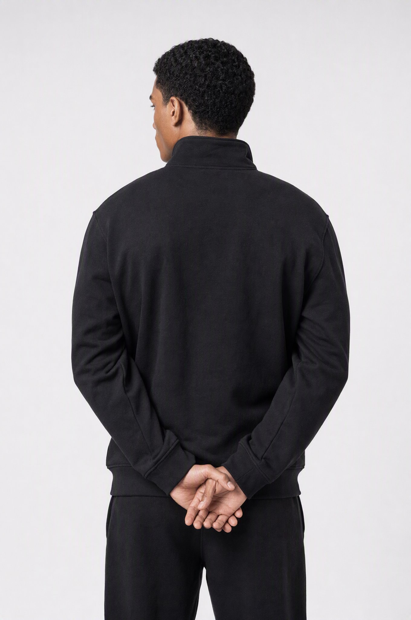 Erkek Respire Basic Half Zip Oversize Sweatshirt Siyah