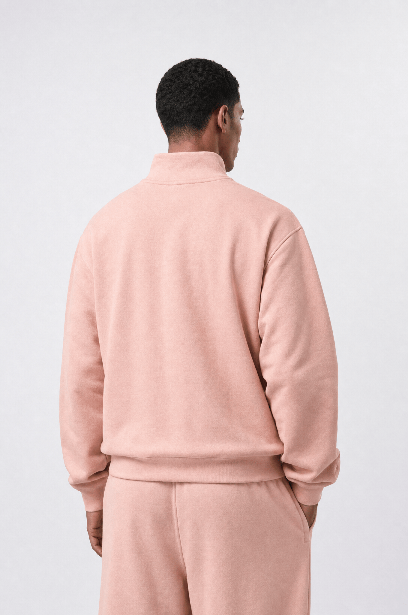 Erkek Respire Basic Half Zip Oversize Sweatshirt Pembe