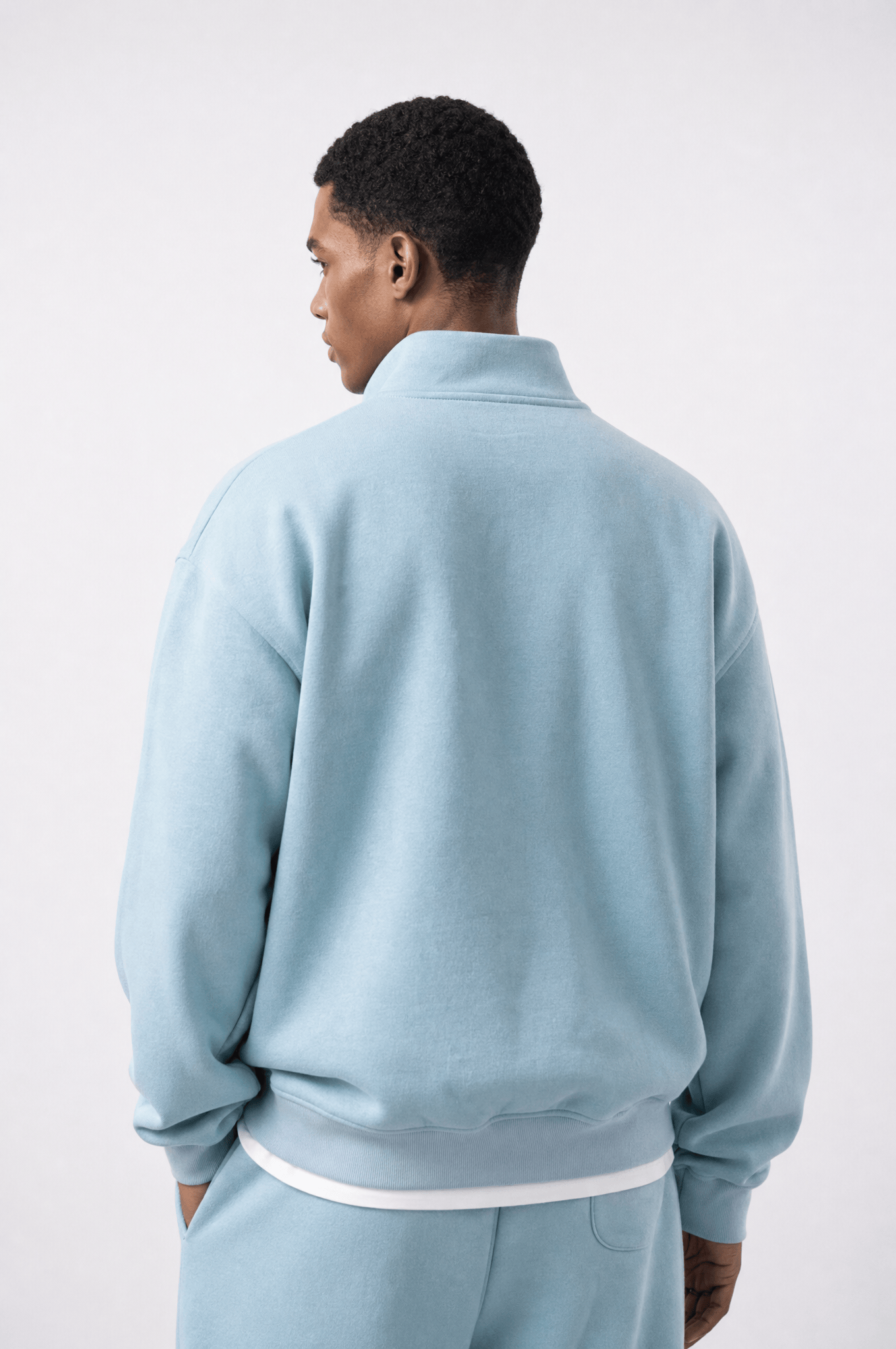 Erkek Respire Basic Half Zip Oversize Sweatshirt Bebe Mavi