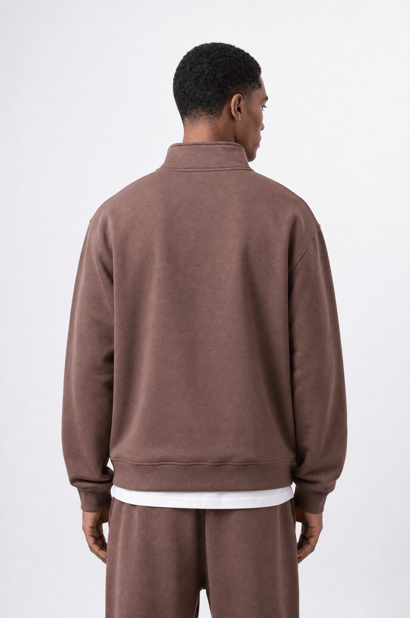 Erkek Respire Basic Half Zip Oversize Sweatshirt Kakao