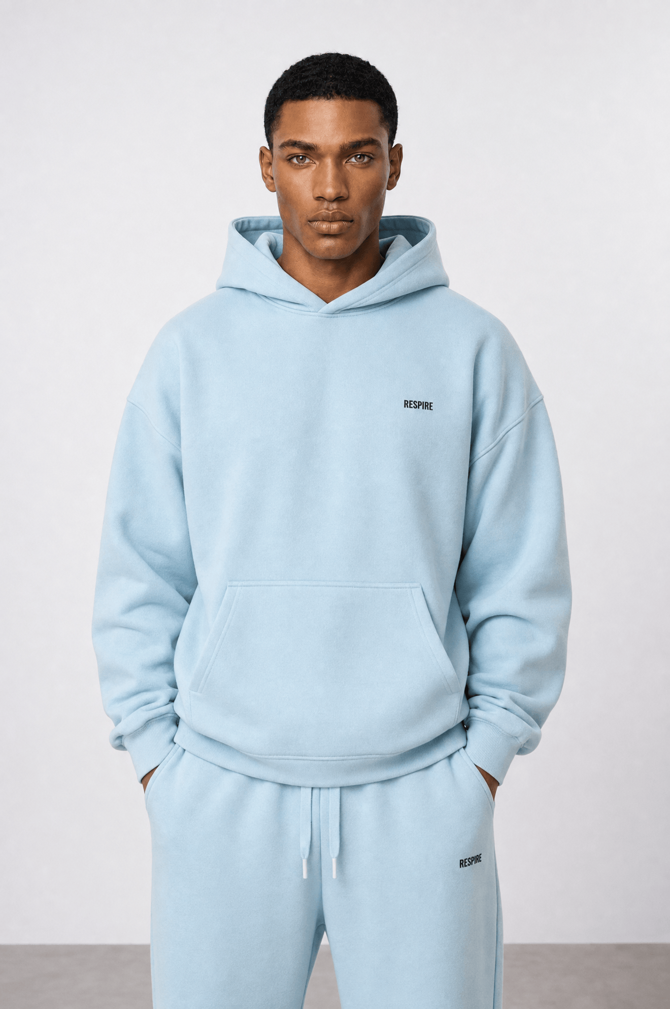 Erkek Respire Basic Oversize Hoodie Bebe Mavi