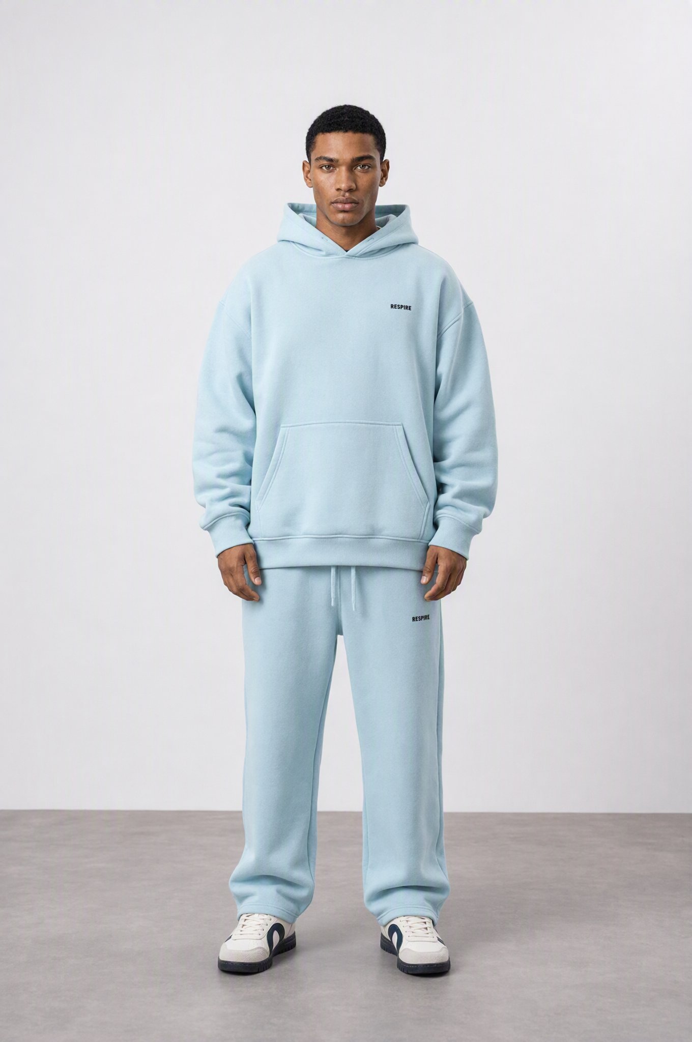 Erkek Respire Basic Oversize Hoodie Bebe Mavi
