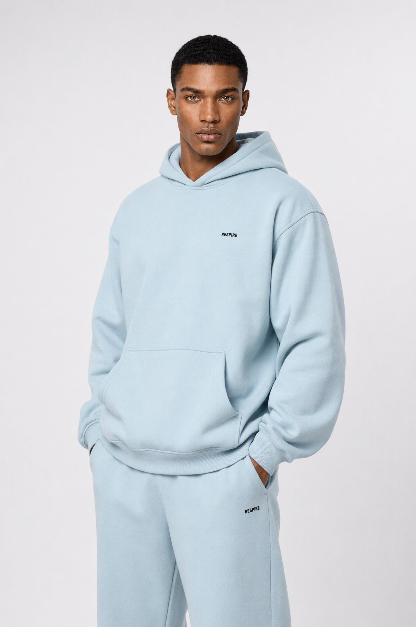 Erkek Respire Basic Oversize Hoodie Bebe Mavi