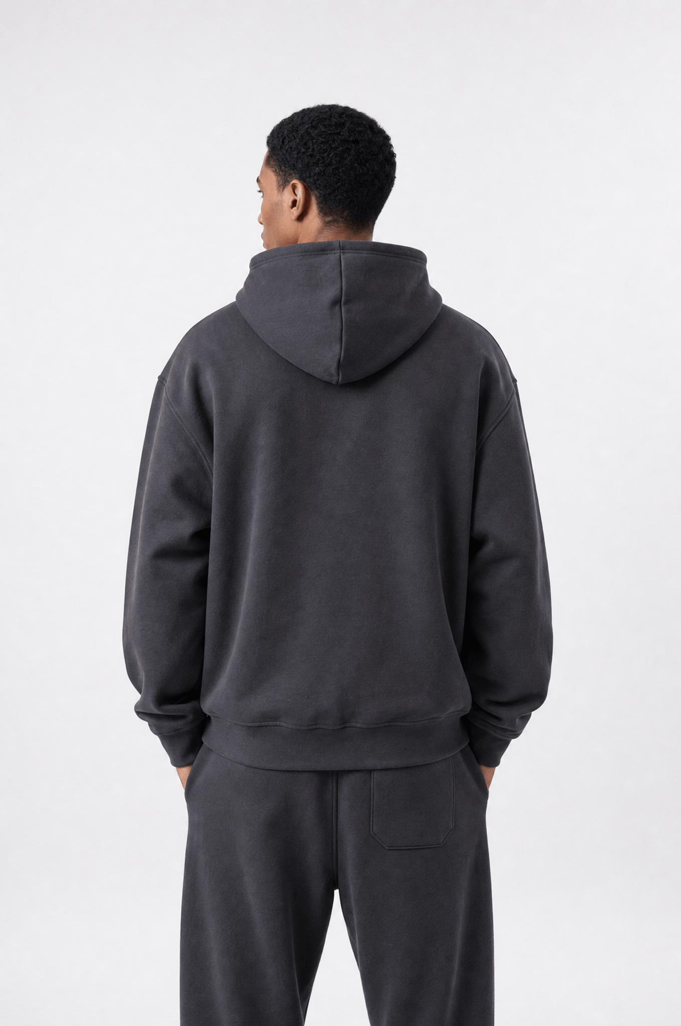 Erkek Respire Basic Oversize Hoodie Füme