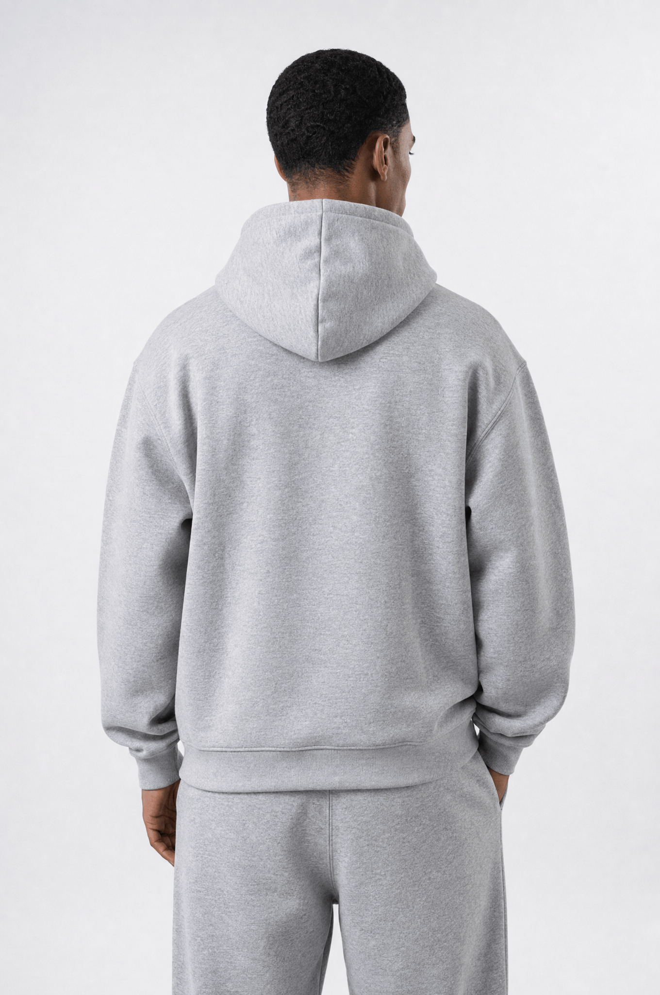 Erkek Respire Basic Oversize Hoodie Gri Melanj