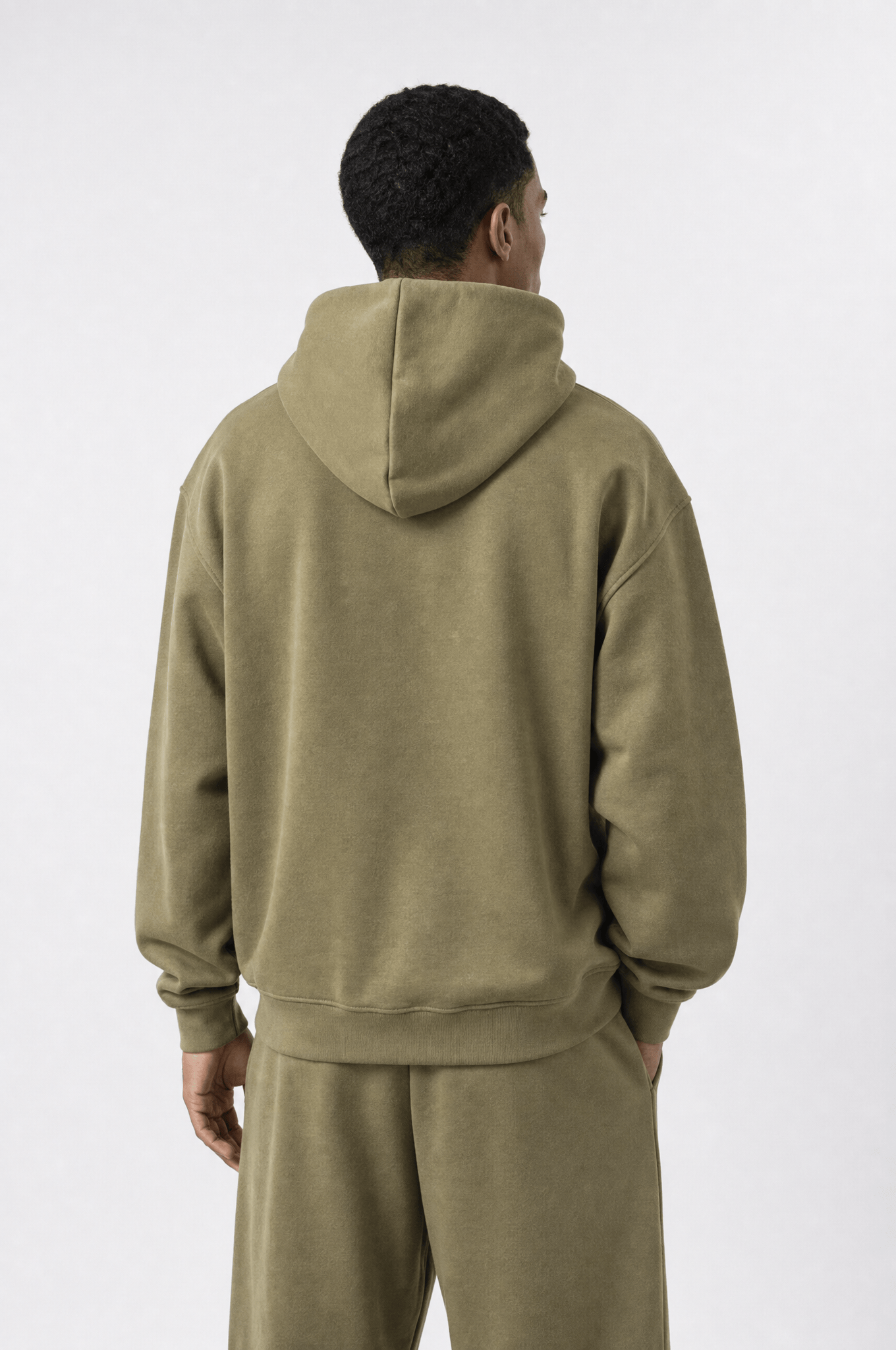 Erkek Respire Basic Oversize Hoodie Haki