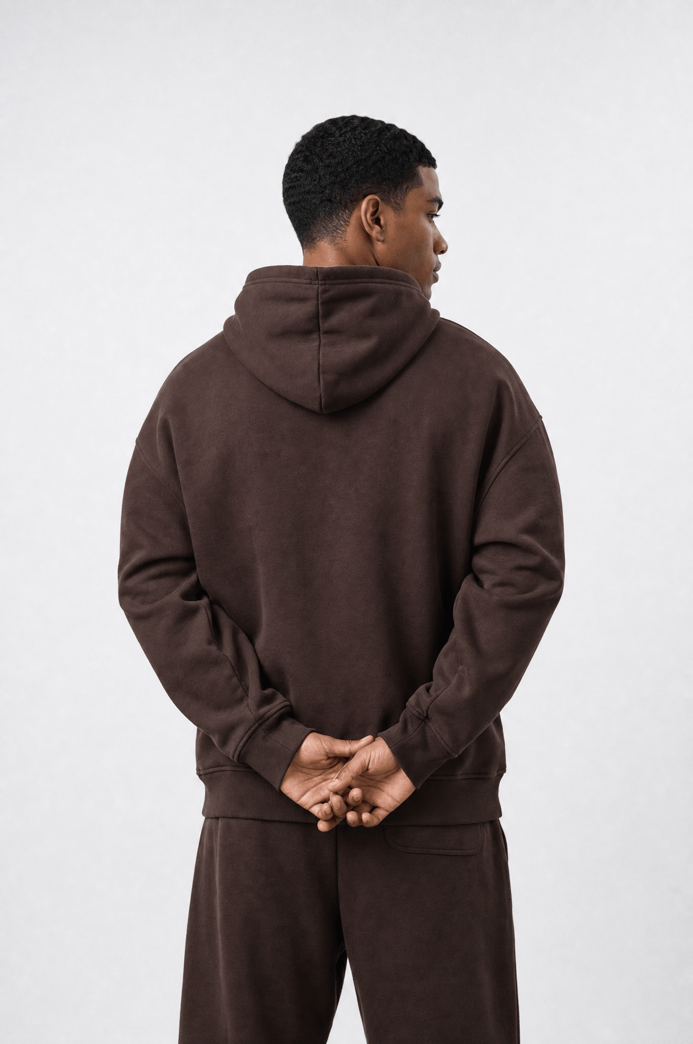 Erkek Respire Basic Oversize Hoodie Kahve