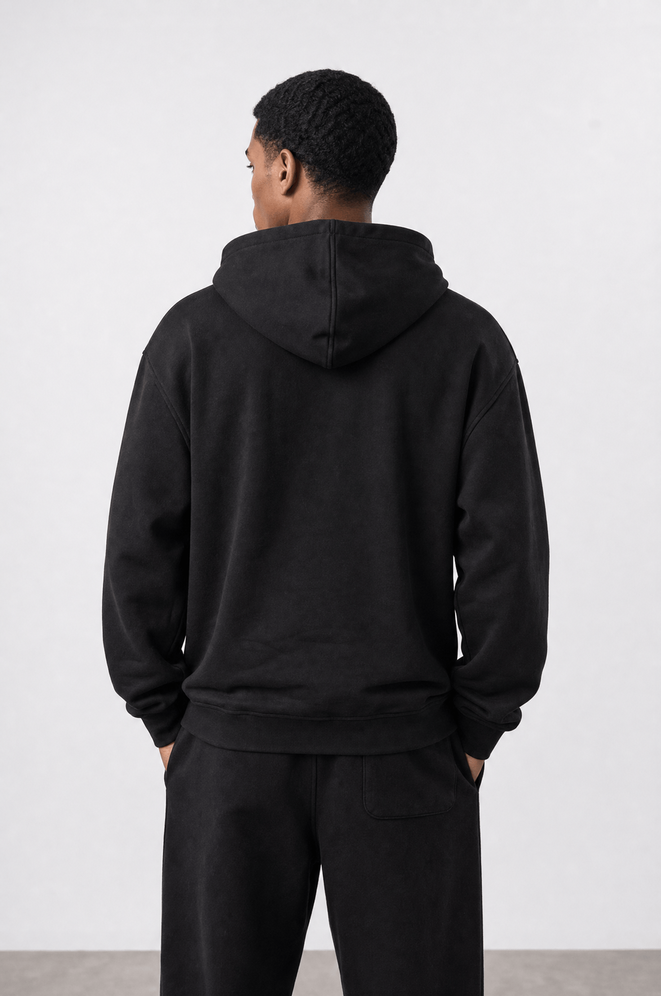 Erkek Respire Basic Oversize Hoodie Siyah