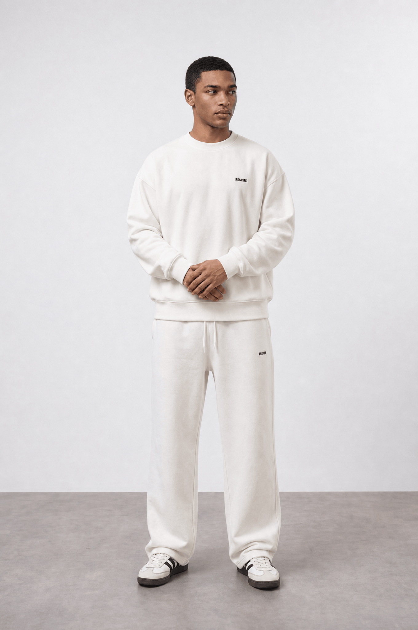 Erkek Respire Basic Oversize Sweatshirt Ekru