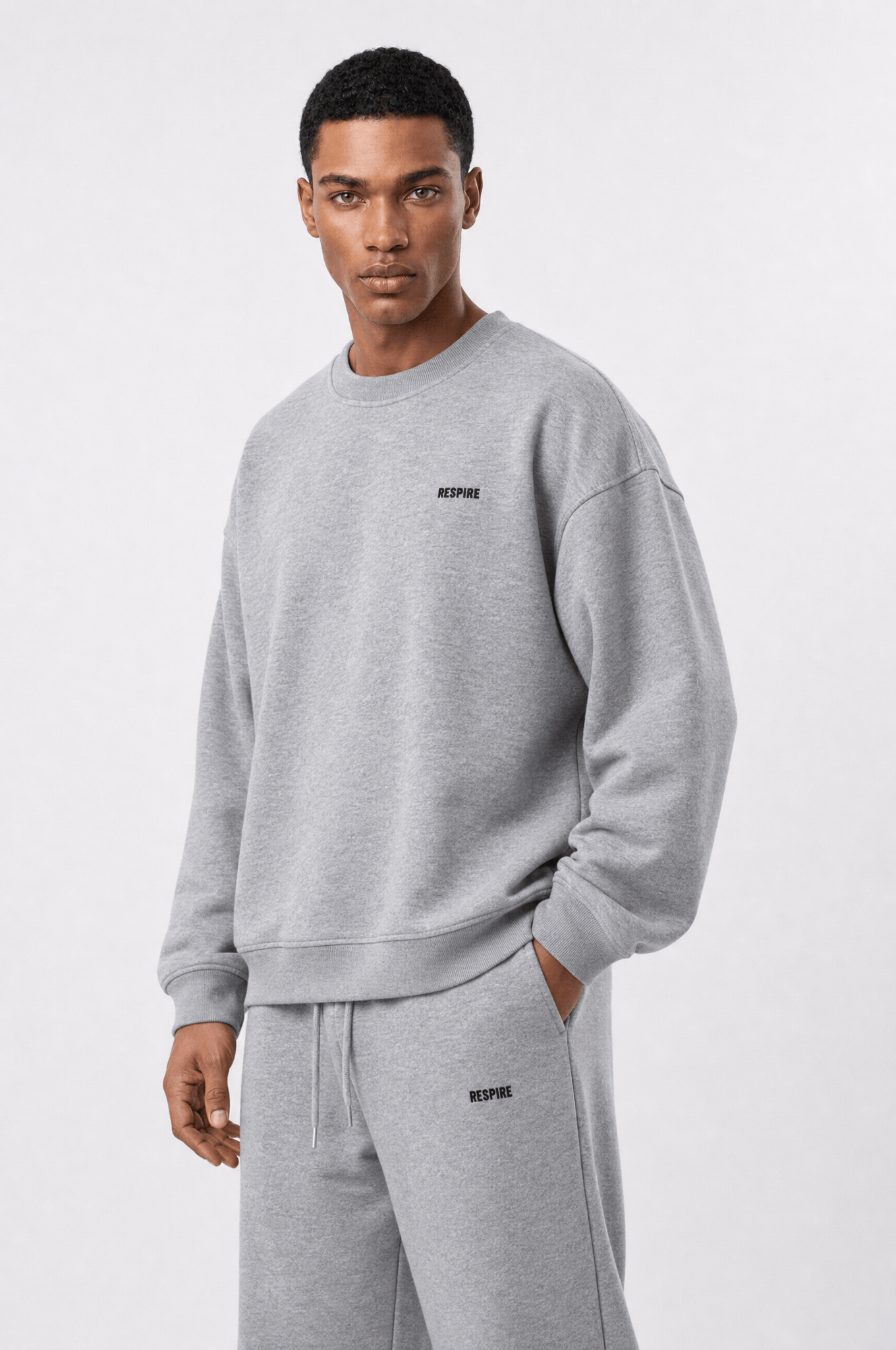 Erkek Respire Basic Oversize Sweatshirt Gri Melanj