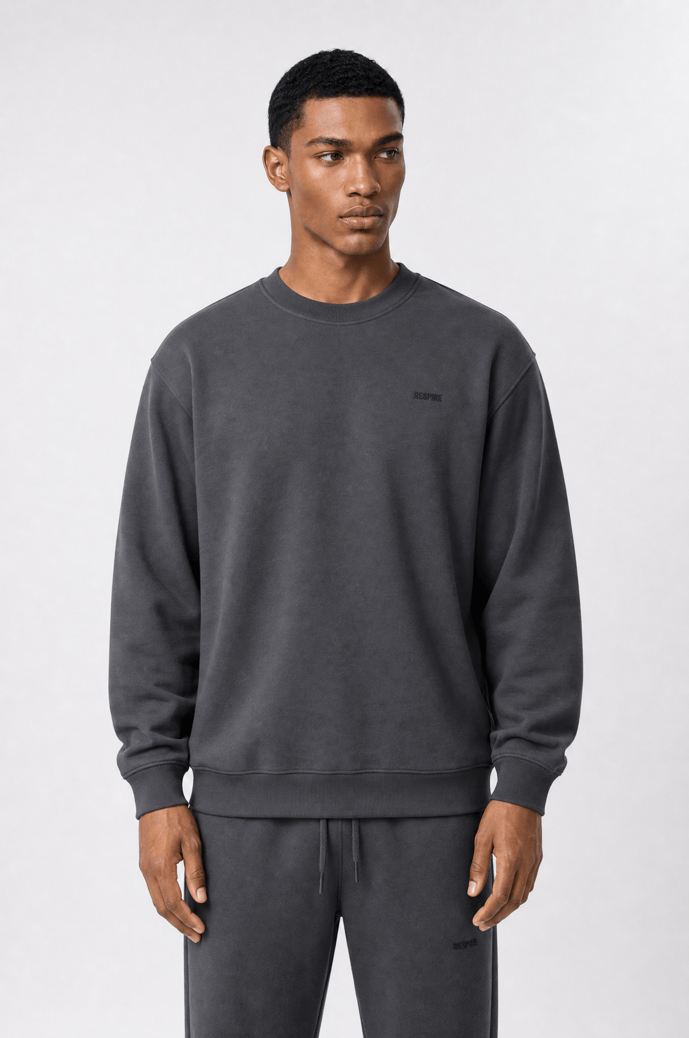 Erkek Respire Basic Oversize Sweatshirt Füme