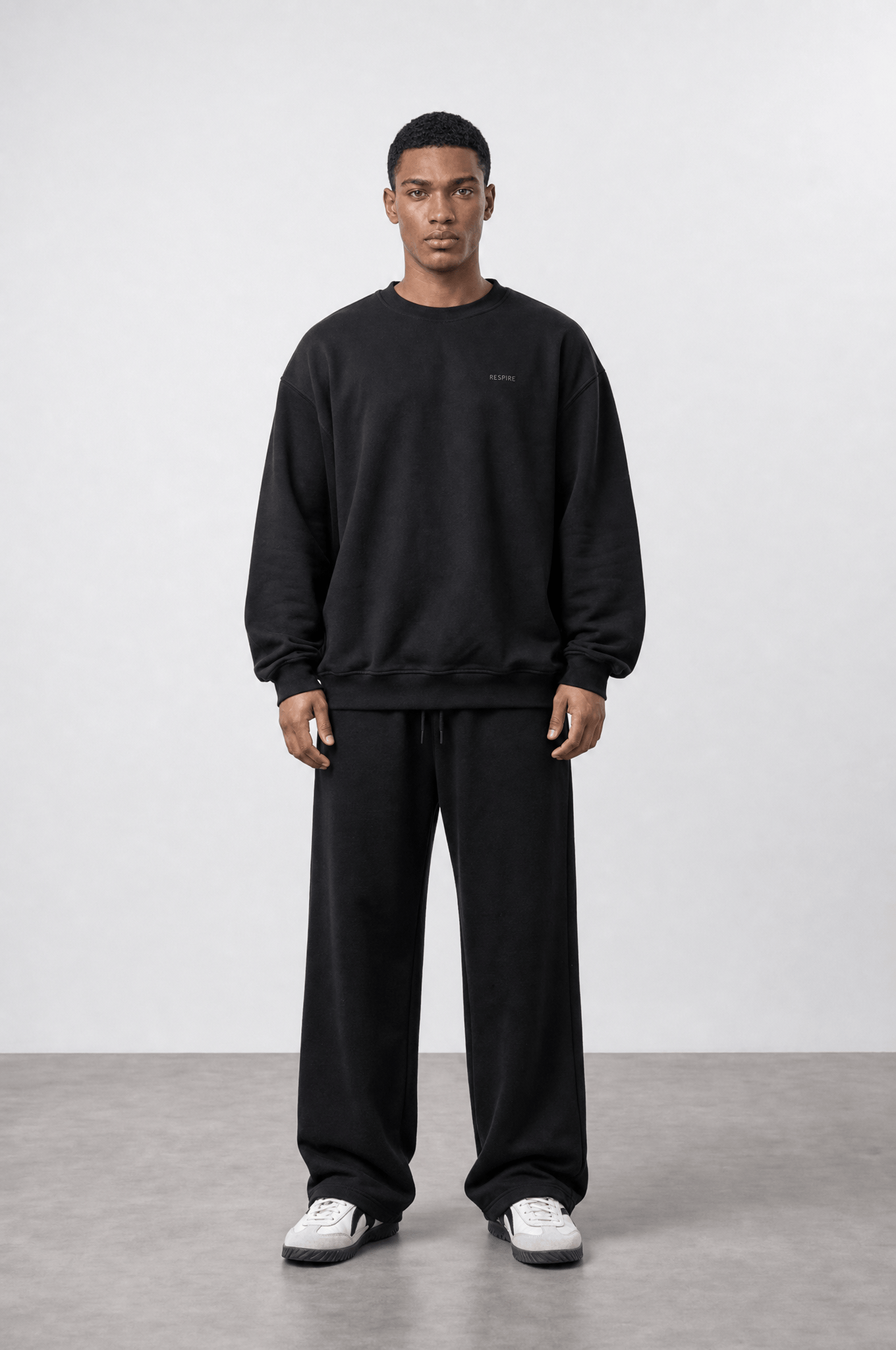 Erkek Respire Basic Oversize Sweatshirt Siyah
