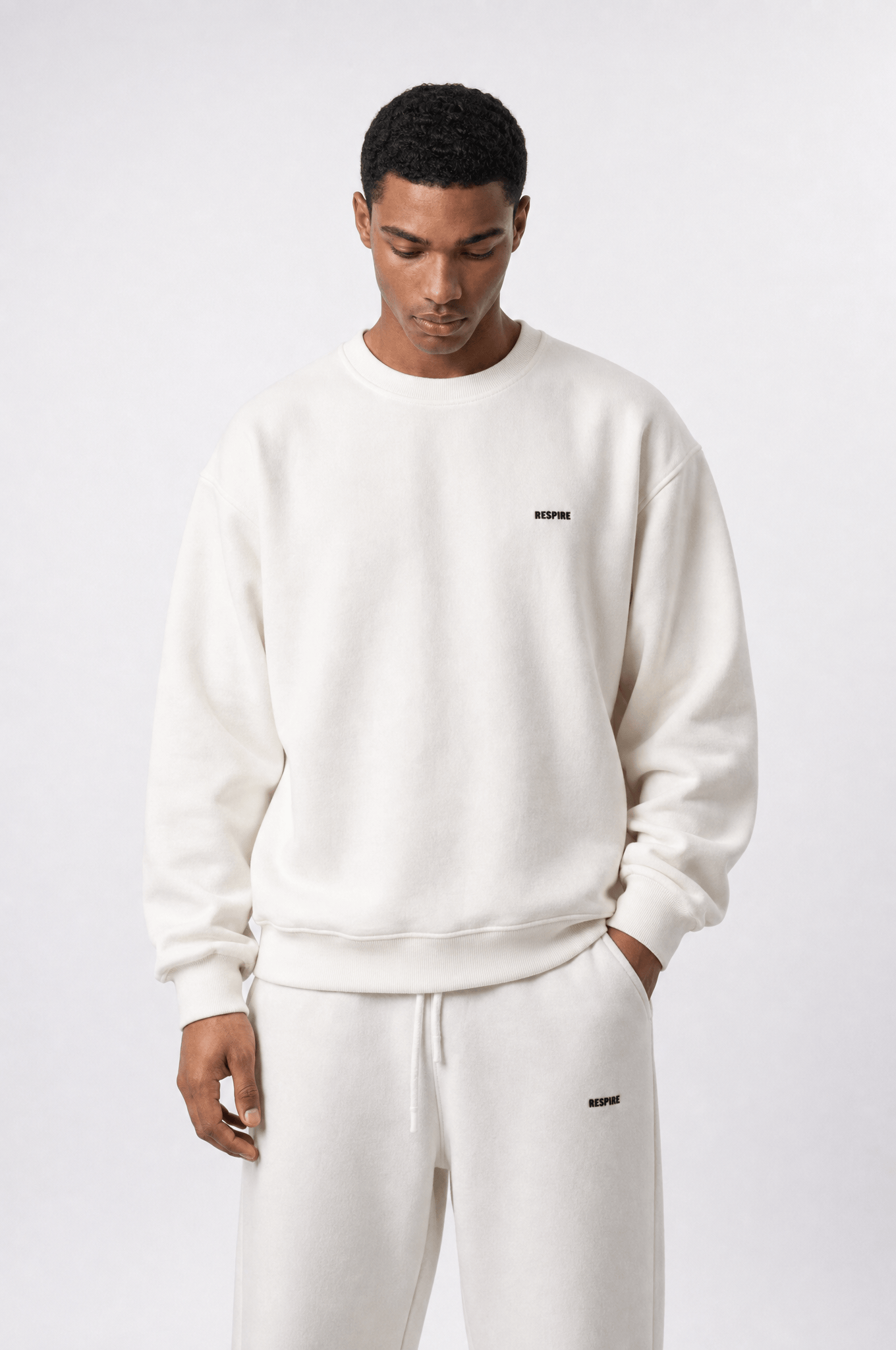 Erkek Respire Basic Oversize Sweatshirt Ekru