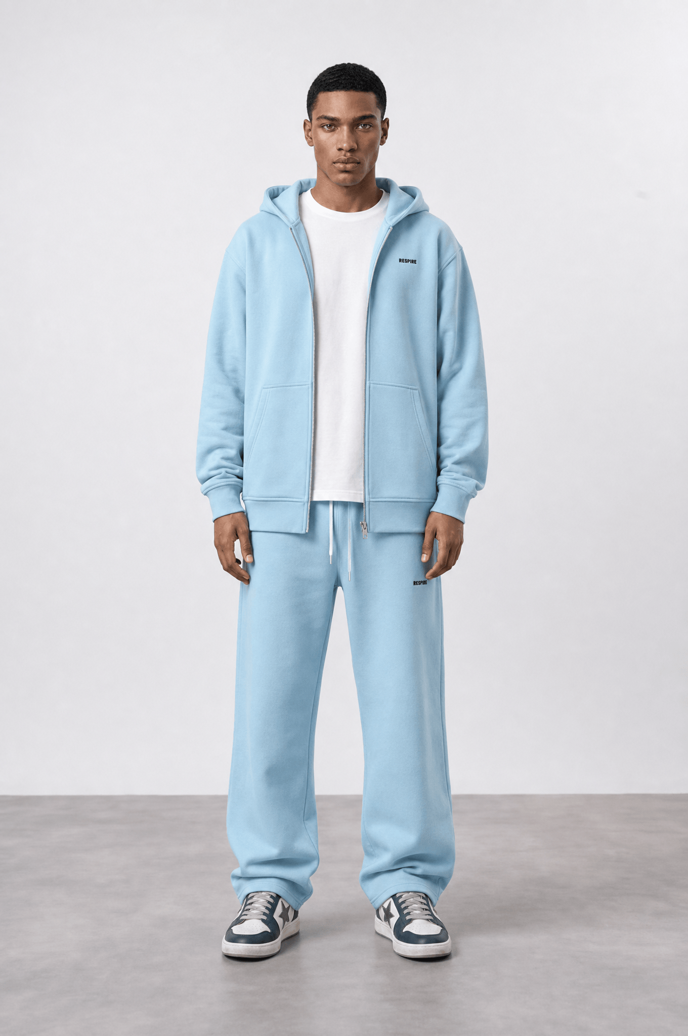 Erkek Respire Basic Oversize Zip Bebe Mavi