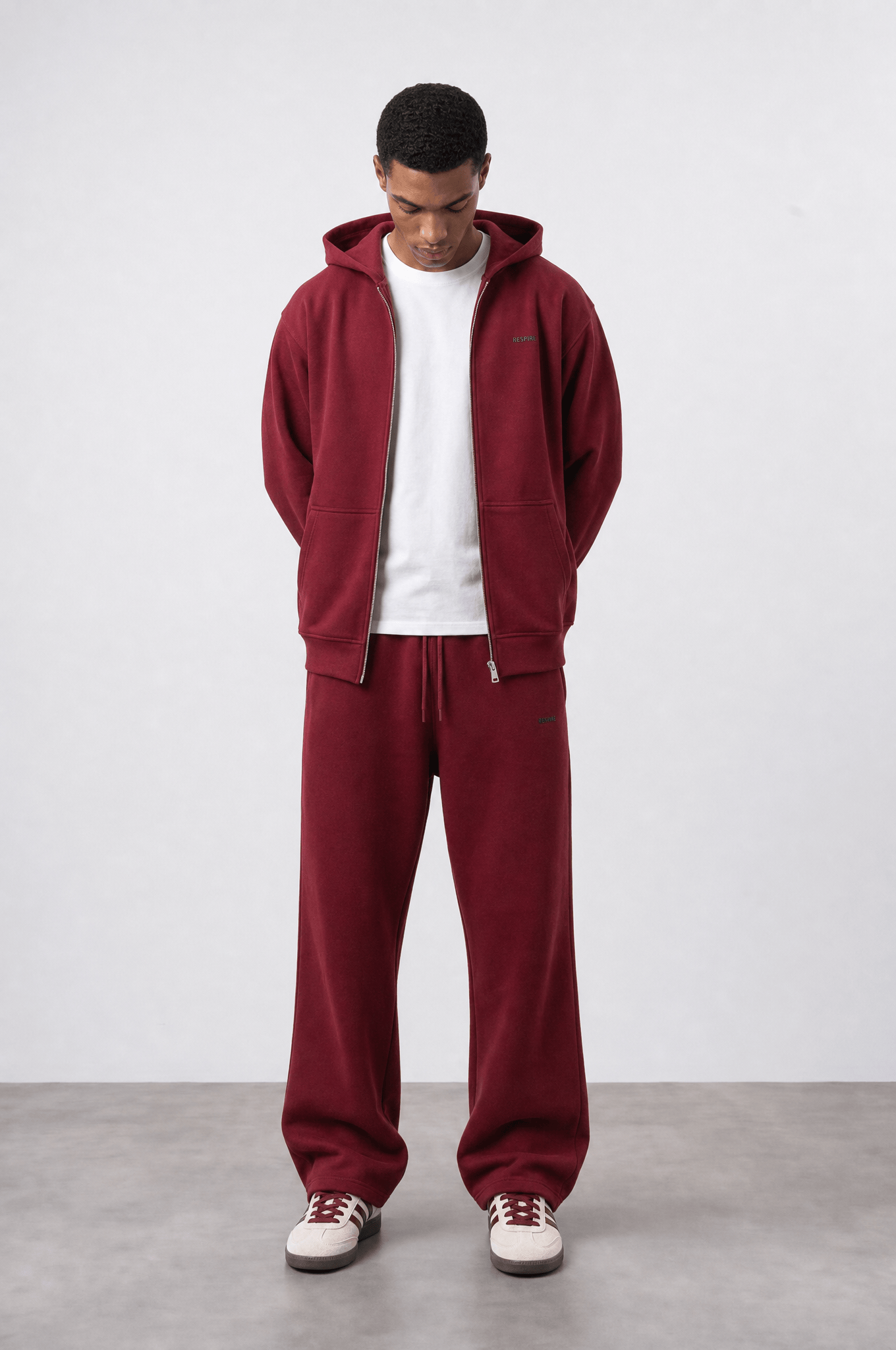 Erkek Respire Basic Oversize Zip Bordo