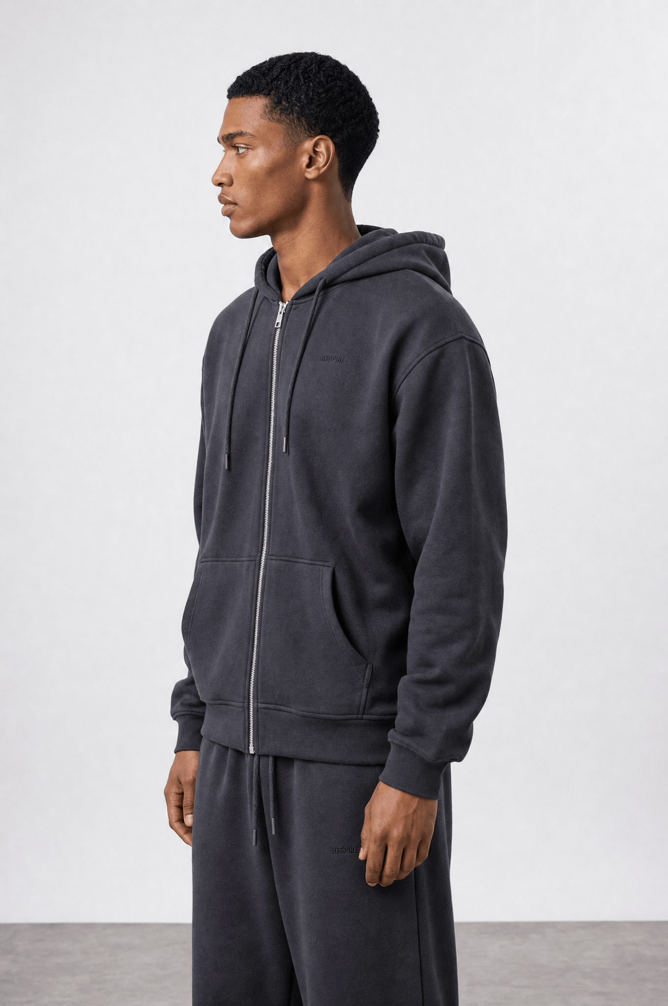 Erkek Respire Basic Oversize Zip Füme