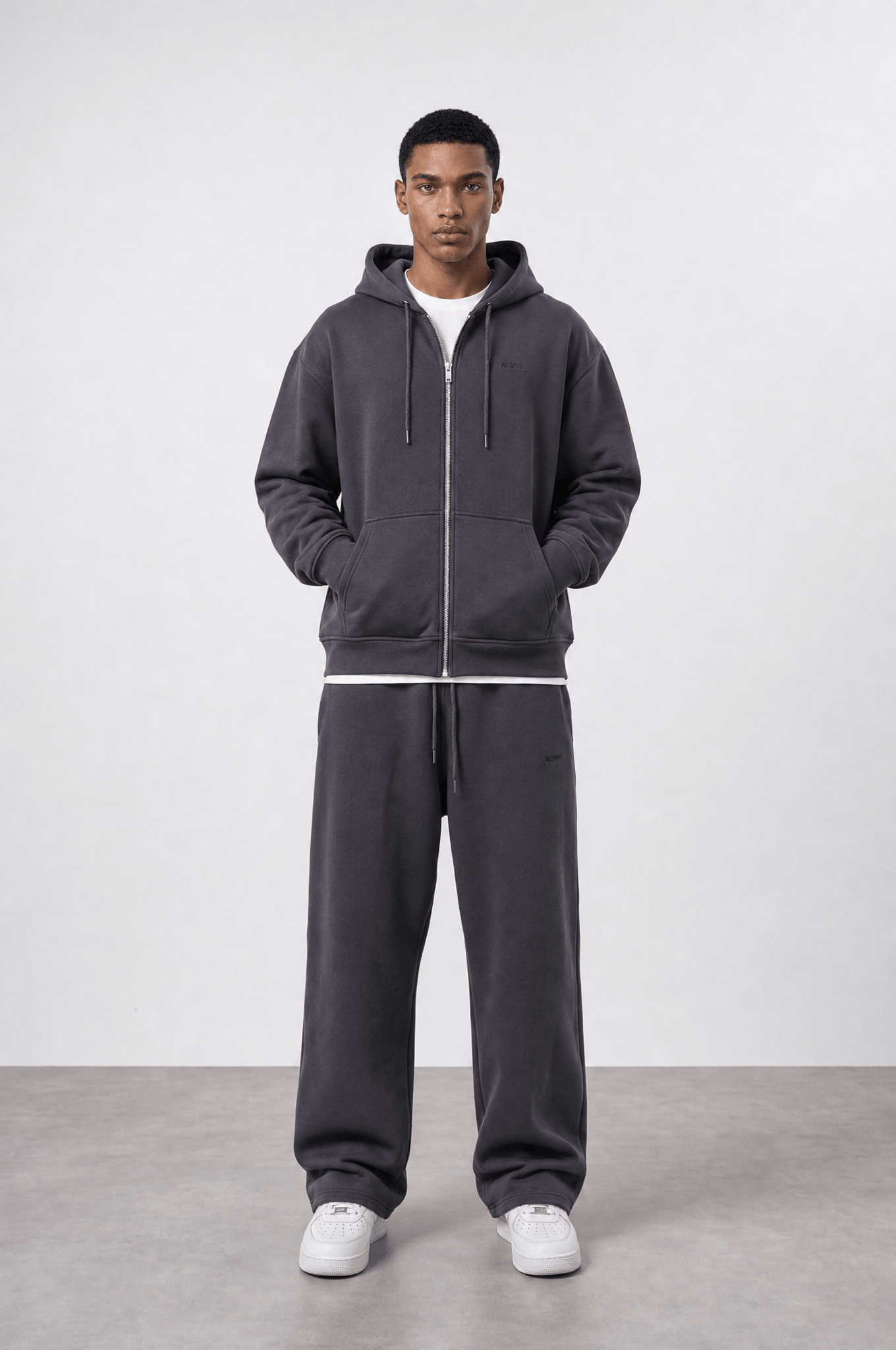 Erkek Respire Basic Oversize Zip Füme