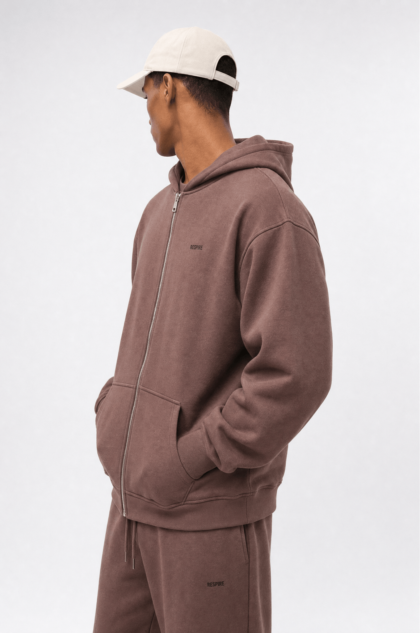 Erkek Respire Basic Oversize Zip Kakao