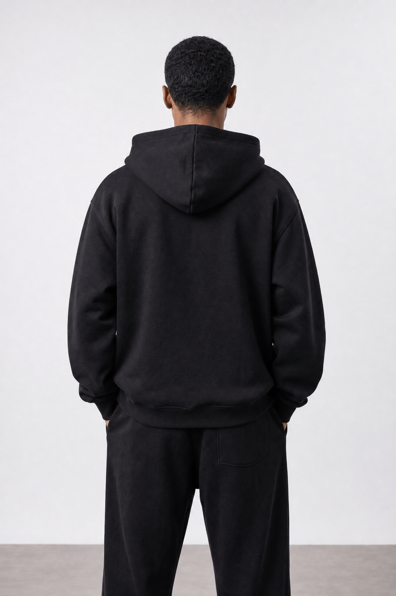 Erkek Respire Basic Oversize Zip Siyah