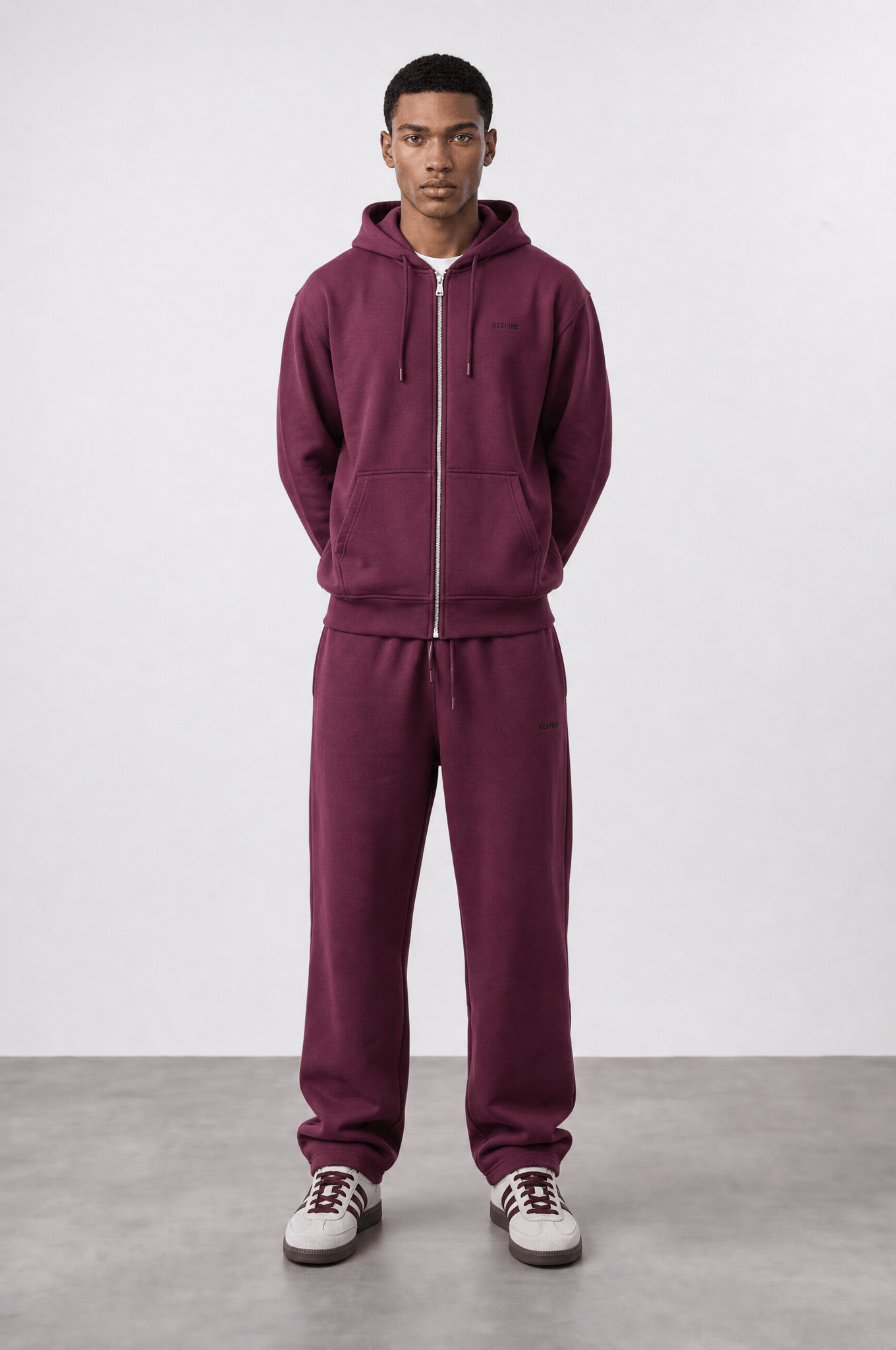 Erkek Respire Basic Oversize Zip Vişne