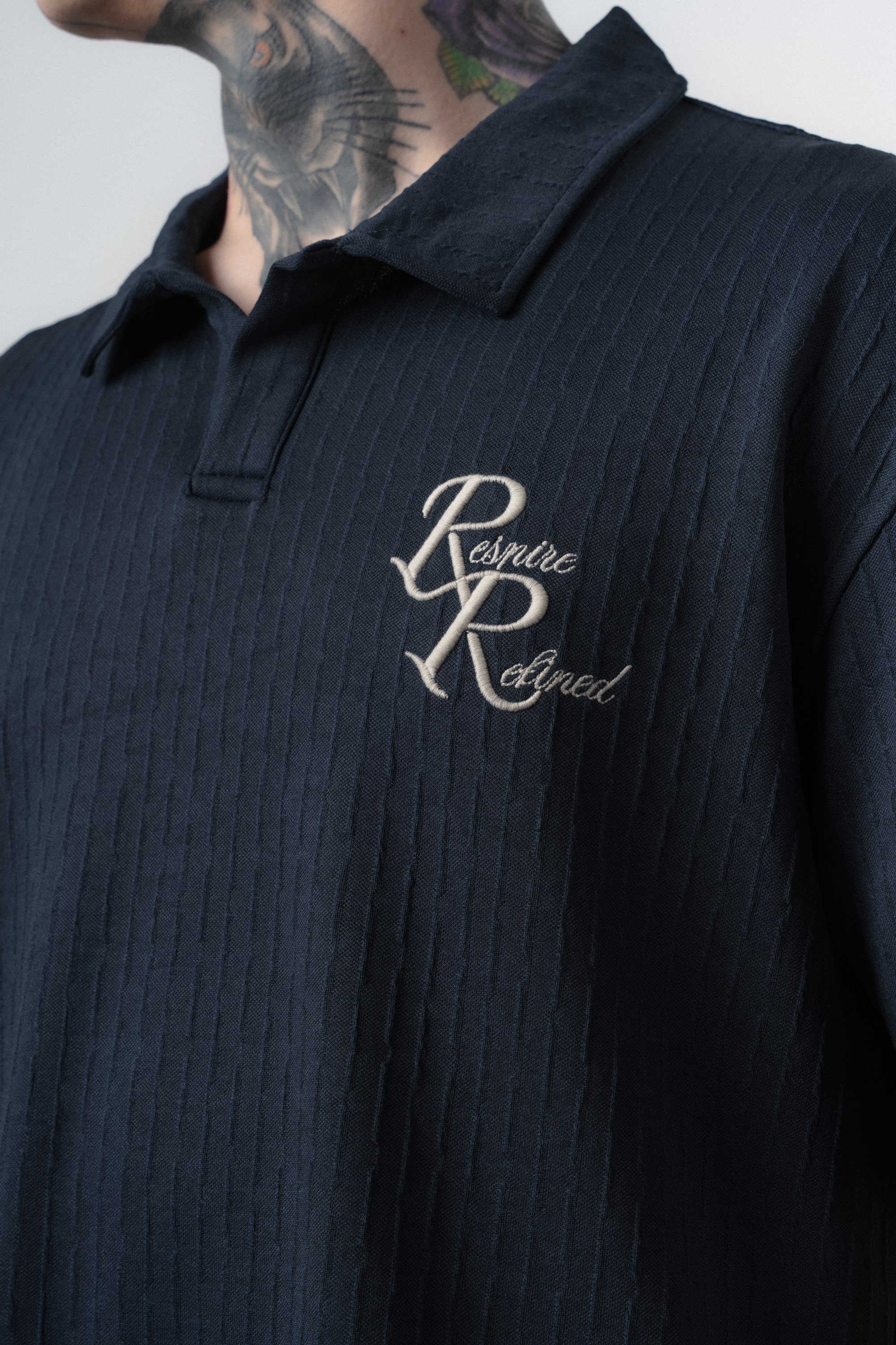 Erkek Respire Relined Yazılı Regular Fit T-Shirt Lacivert