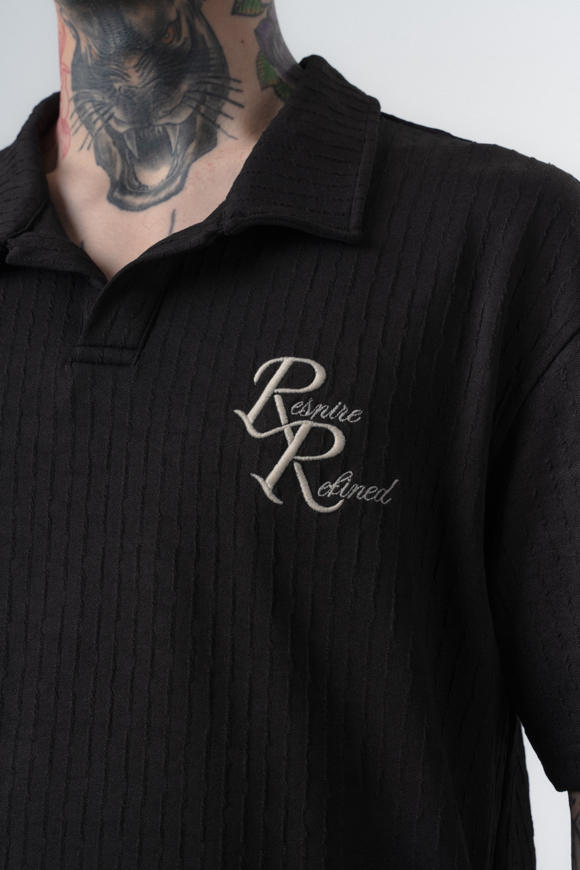 Erkek Respire Relined Yazılı Regular Fit T-Shirt Siyah