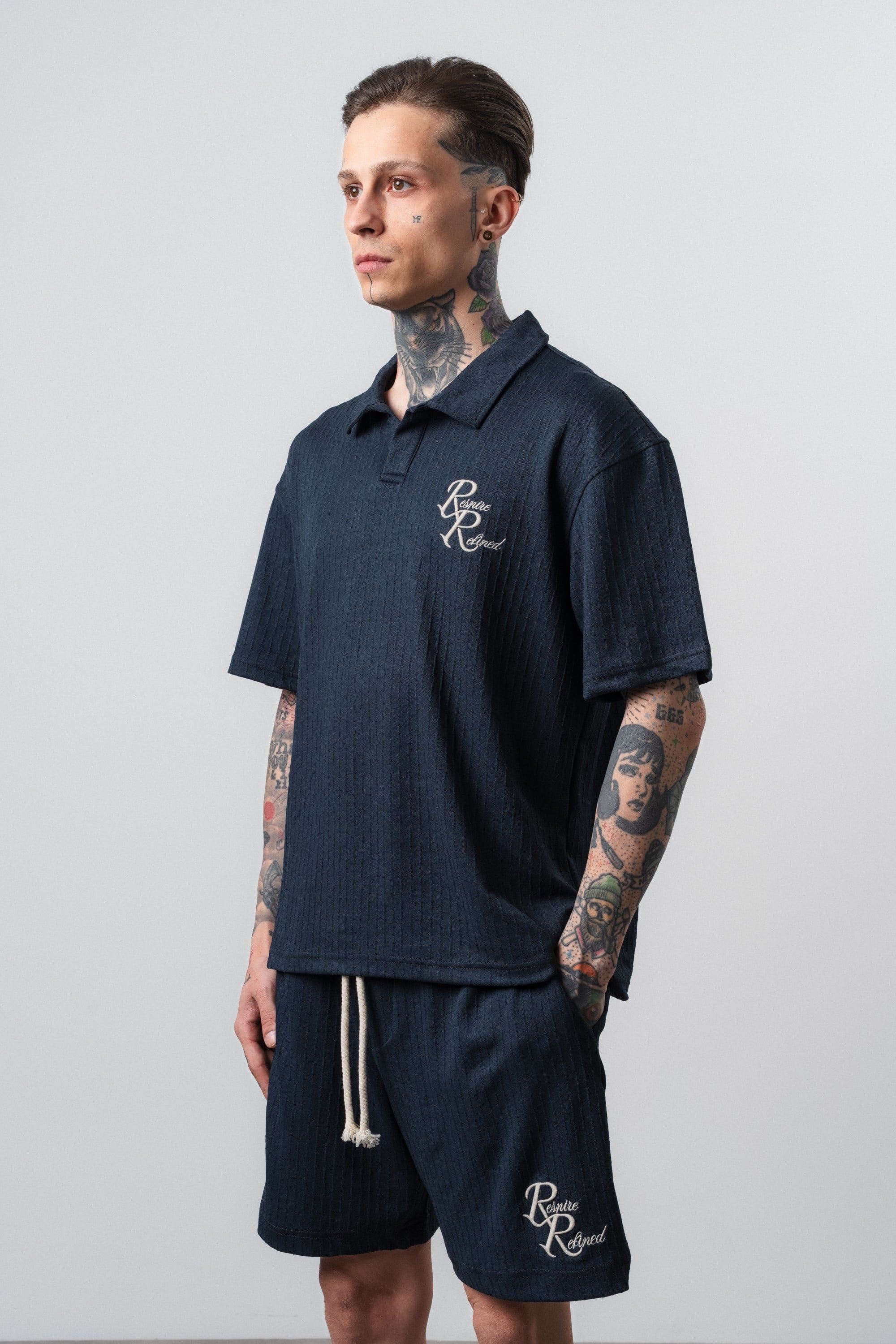 Erkek Respire Relined Yazılı Regular Fit T-Shirt Lacivert