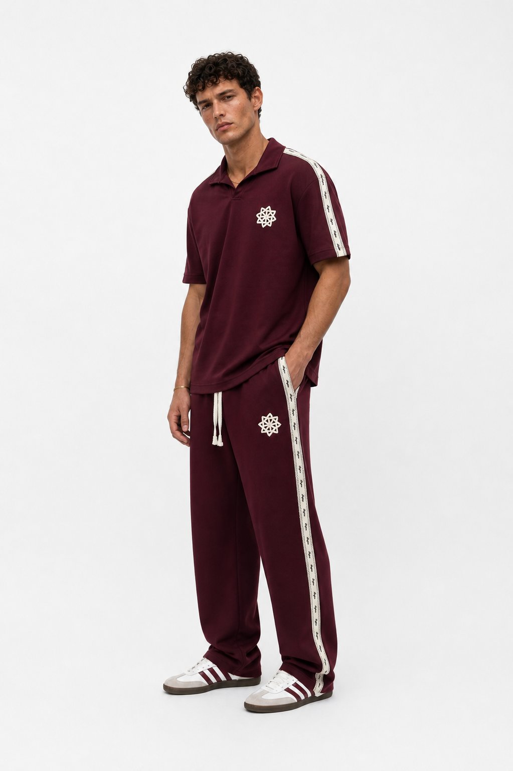 Erkek Respire Şerit Detaylı Regular Fit Eşofman Takımı Bordo