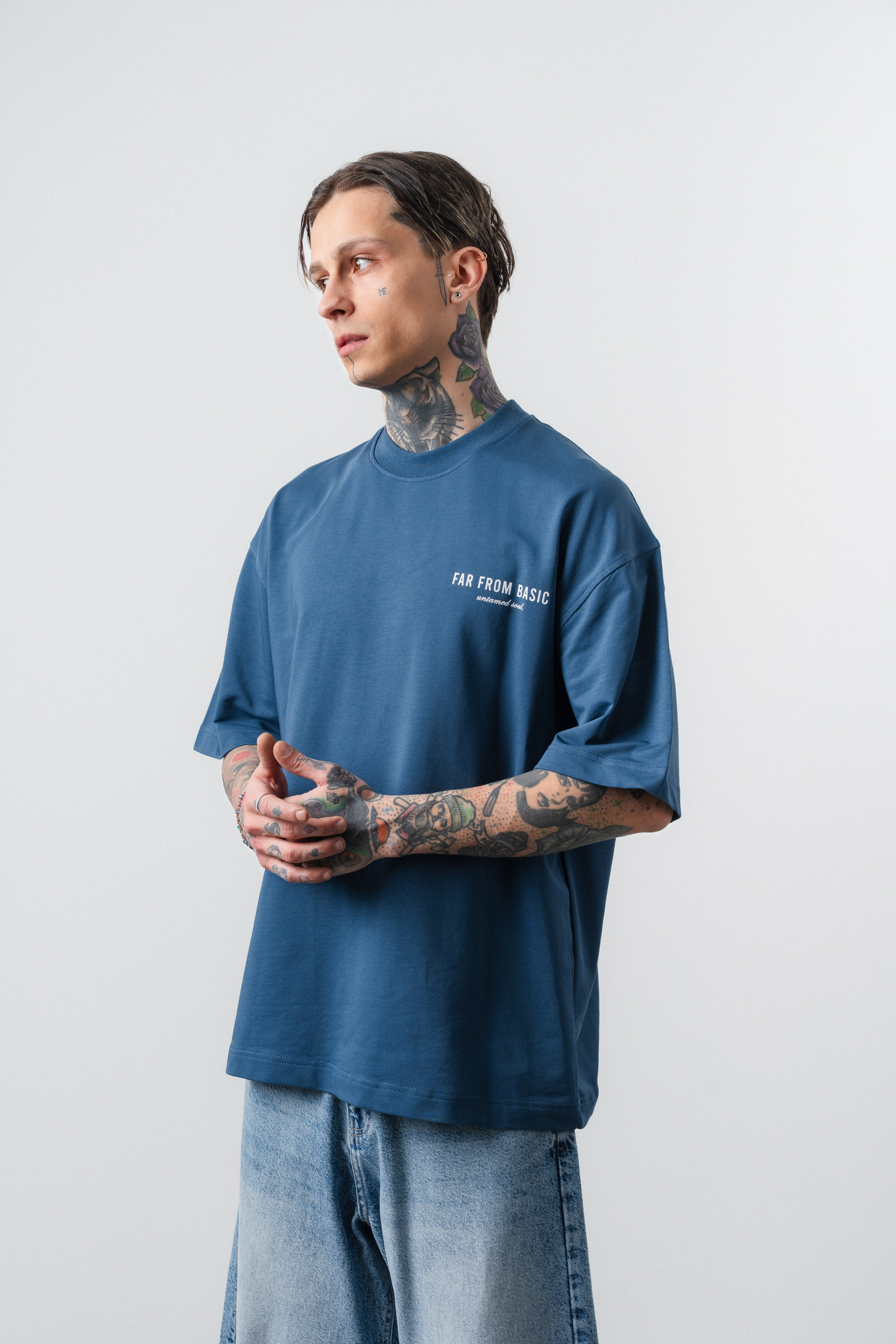 Erkek Respire x Itsbyzey Baskılı Oversize T-Shirt Lacivert